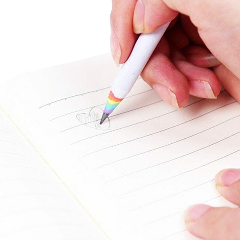 eStore 10x Bleistifte mit Regenbogenfarben - Weiß