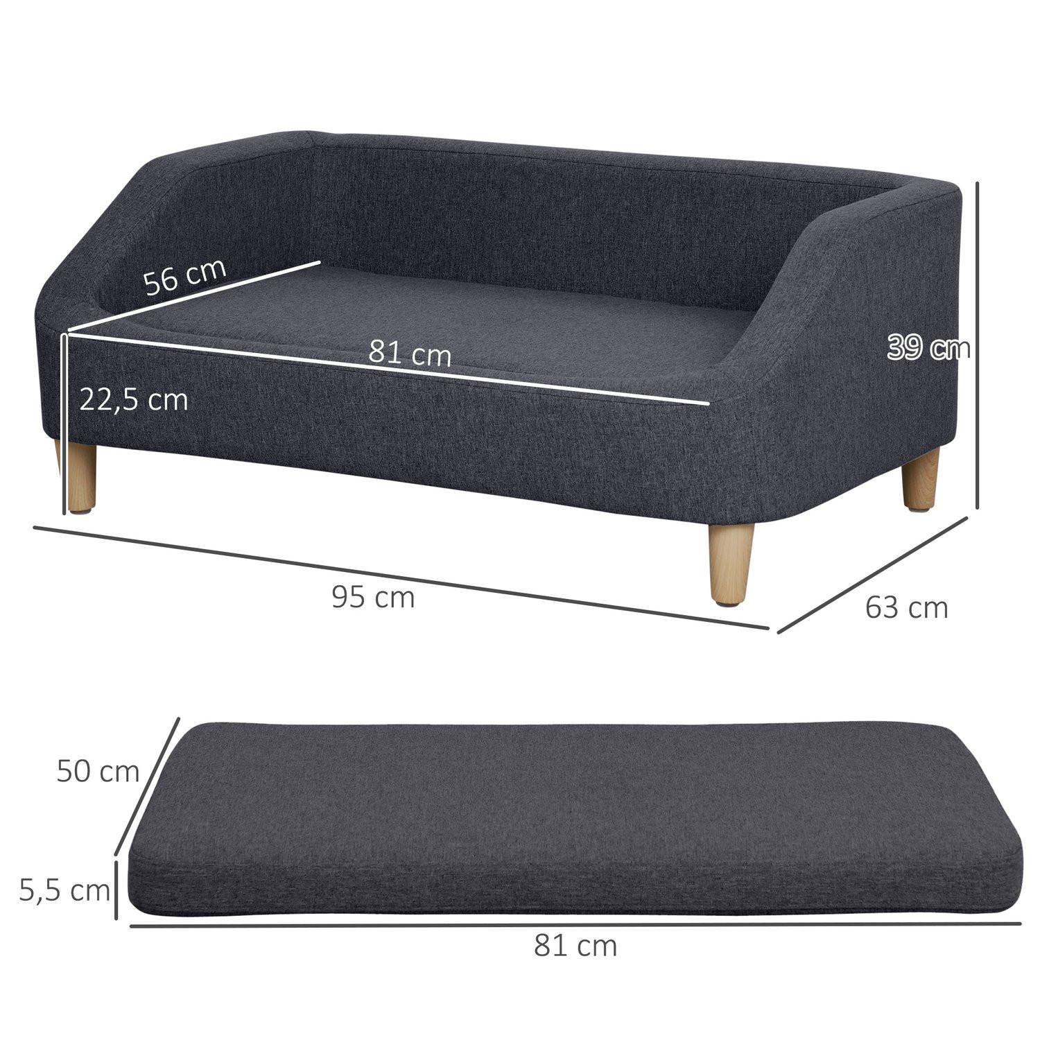 Northio Hundesofa Haustiersofa Für Mittelgroße & Große Hunde, Erhöhtes Design Mit Holzbeinen, Dunkelgrau