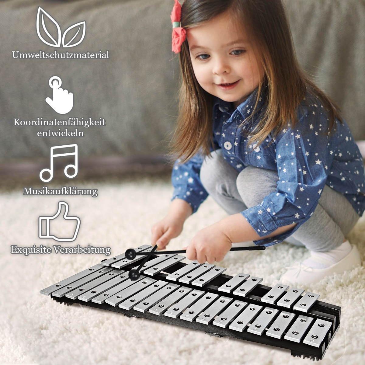 Northix Handpercussion Glockenspiel Xylophon mit Schlägel Tragetasche 30 Noten
