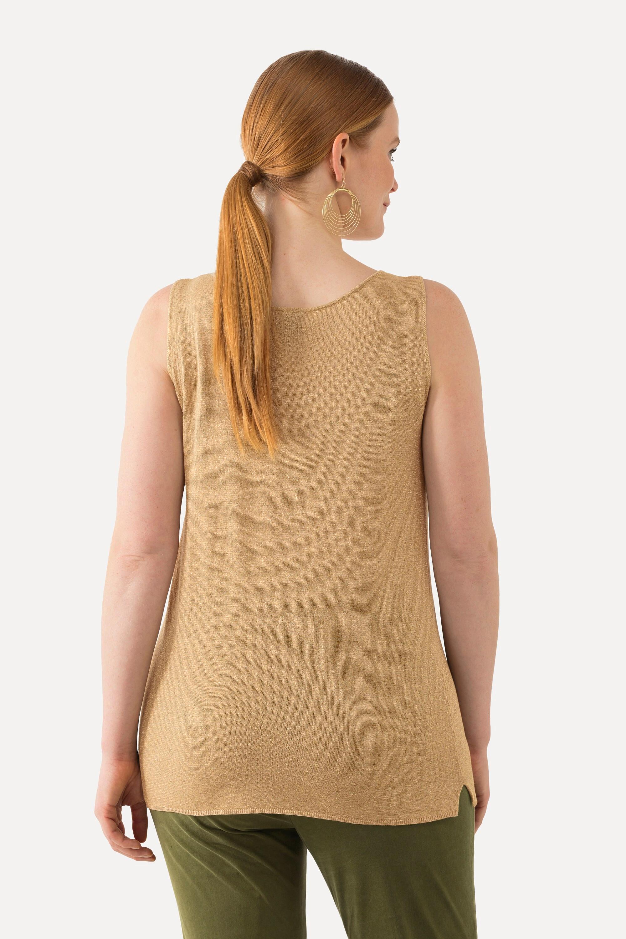 Ulla Popken Stricktop, Metallic-Schimmer, Rundhals, ärmellos