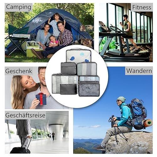 Only-bags.store 8-teiliger Kofferorganisator, Packwürfel für Reisen und Urlaub, Reiseorganisator mit Kosmetiktasche, Schuhsack, Kofferorganisator-Set für die Aufbewahrung zu Hause (8)