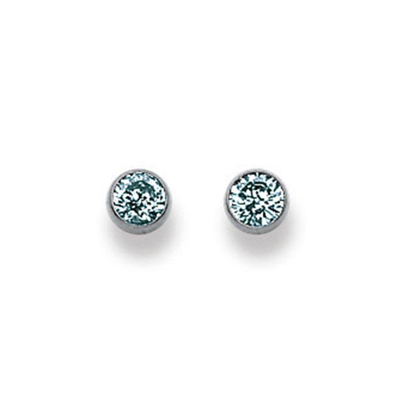 MUAU Schmuck Ohrstecker Weissgold 750 Zirkonia 4.5mm