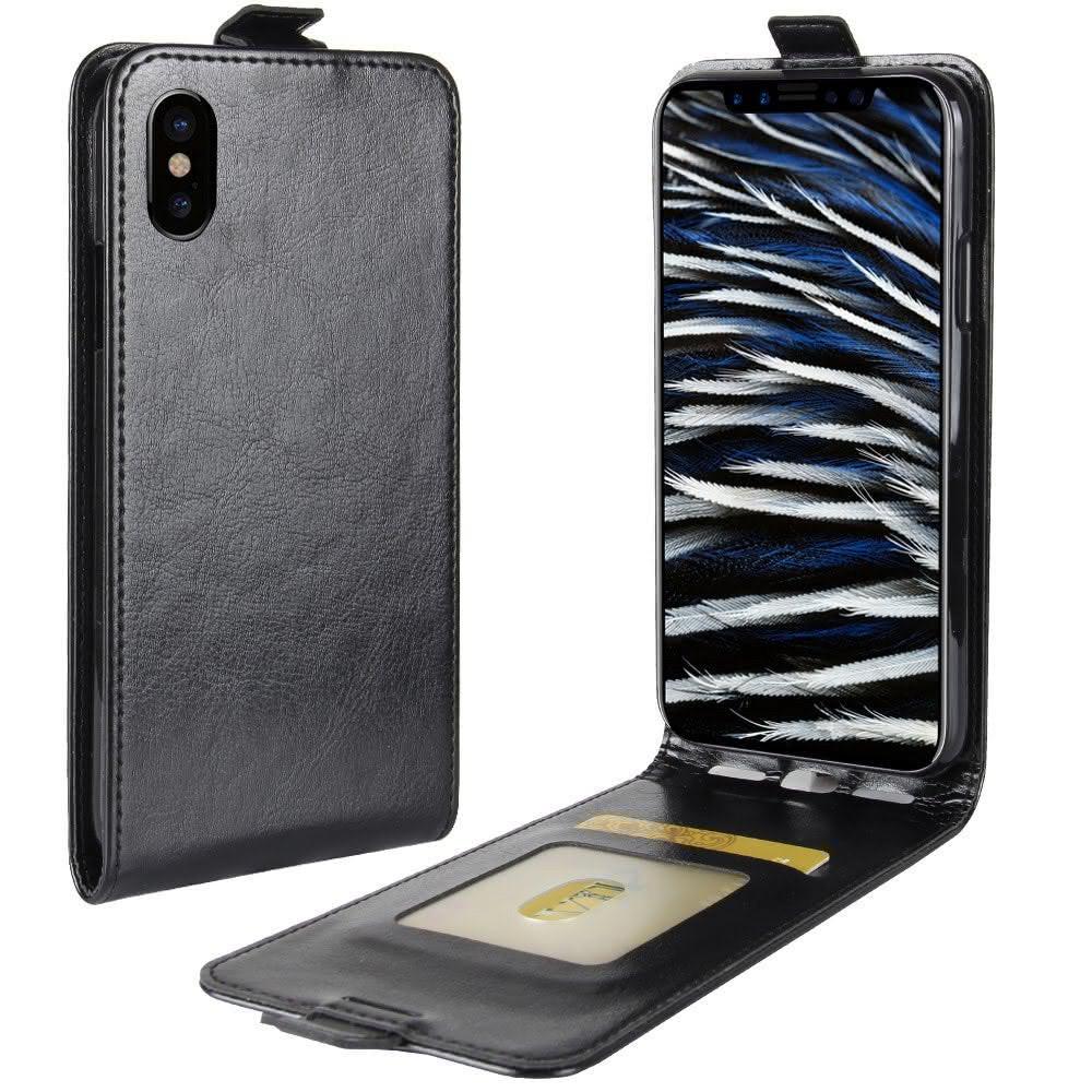 Cover-Discount iPhone Xs / X - Leder Flip Case Mit Fotofach Vertikal