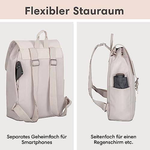 Only-bags.store Rucksack Klein Beige - Ida - Kleiner rucksack für Freizeit, Uni oder City - Mit Laptop Fach (bis 13