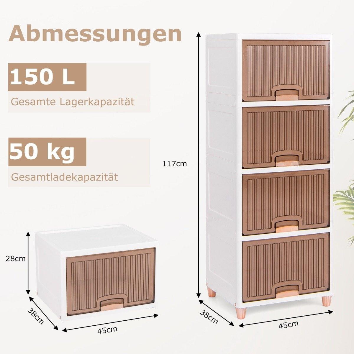 B2X 150 L Aufbewahrungsbox mit Magnetischen Türen 4er Set Stapelbare Kunststoffbox Weiß