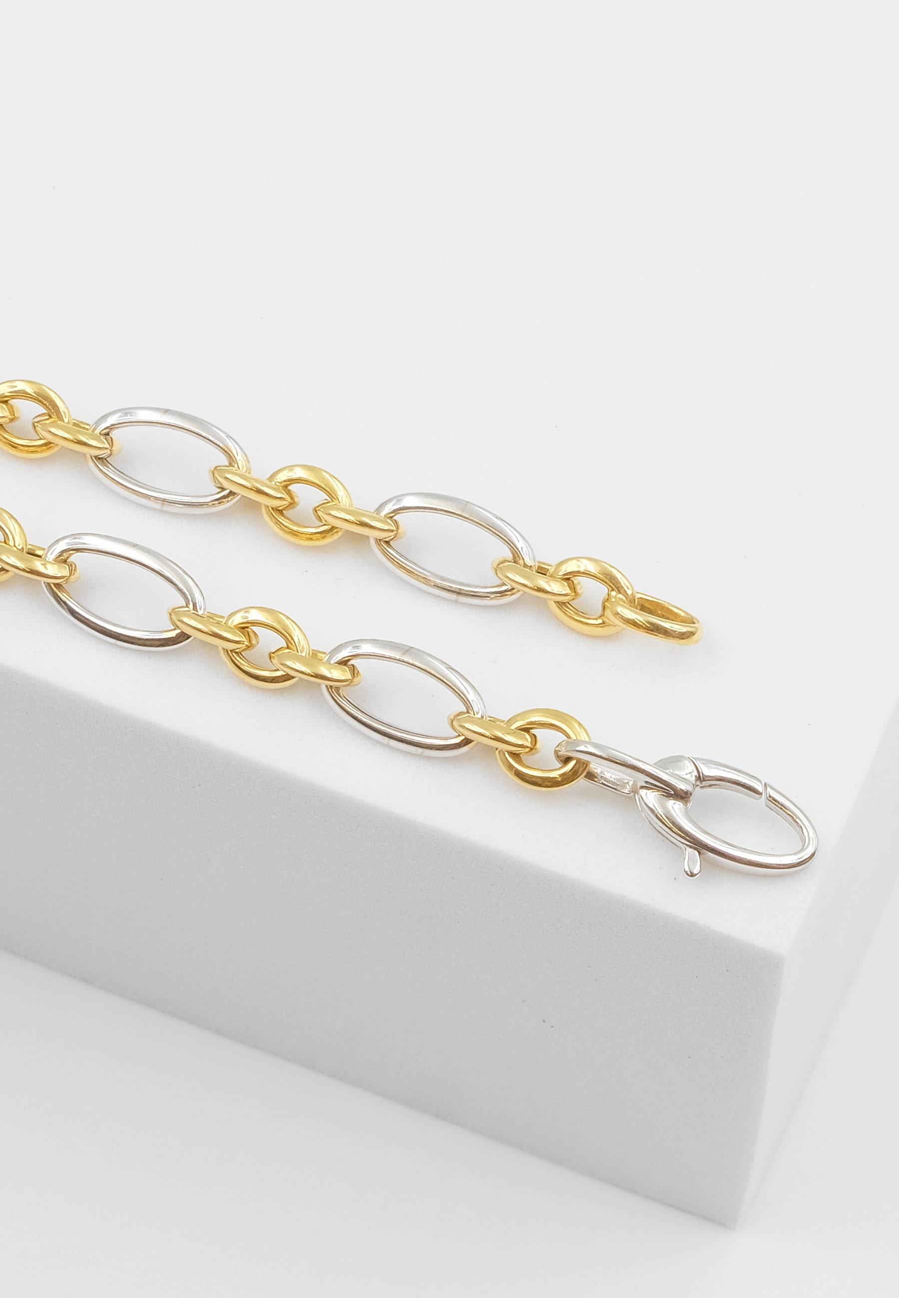 MUAU Schmuck Bracelet Fantasie Bicolor Gelbgold-/Weissgold 750, 6.5mm, 19cm