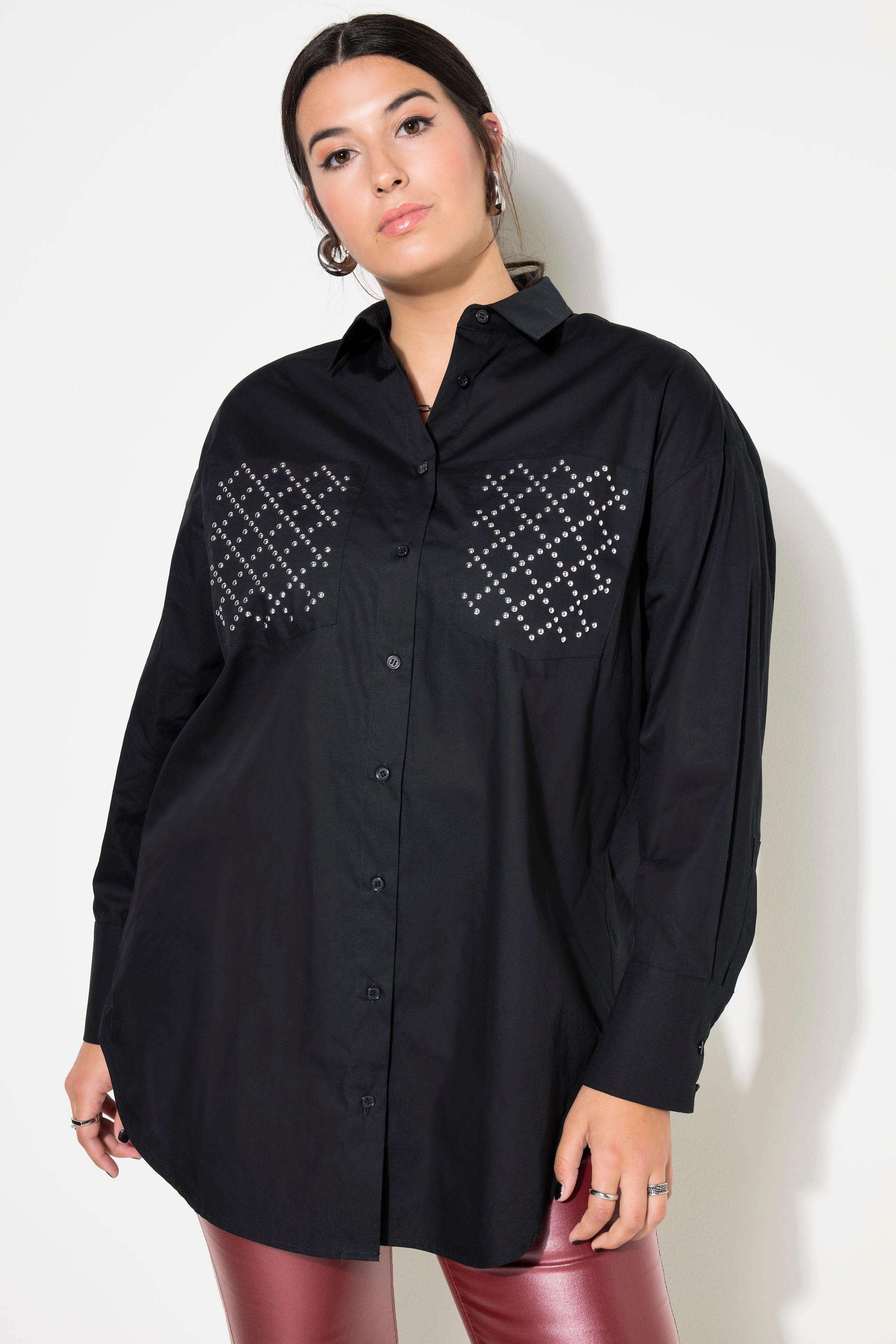 Studio Untold Oversize Hemdbluse Ziernieten-Taschen