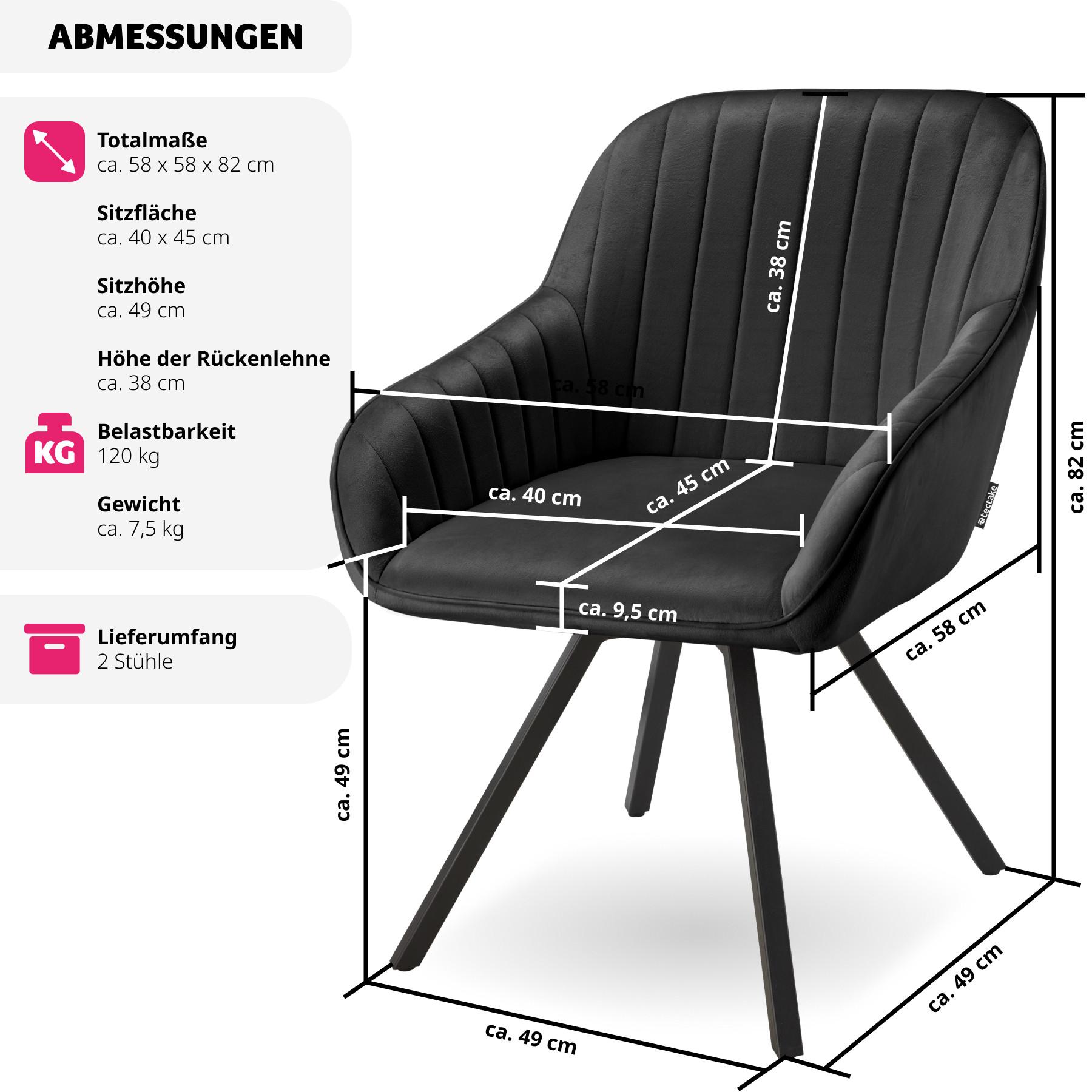 Tectake Drehbarer Armlehnstuhl Snug Samtoptik, gepolstert