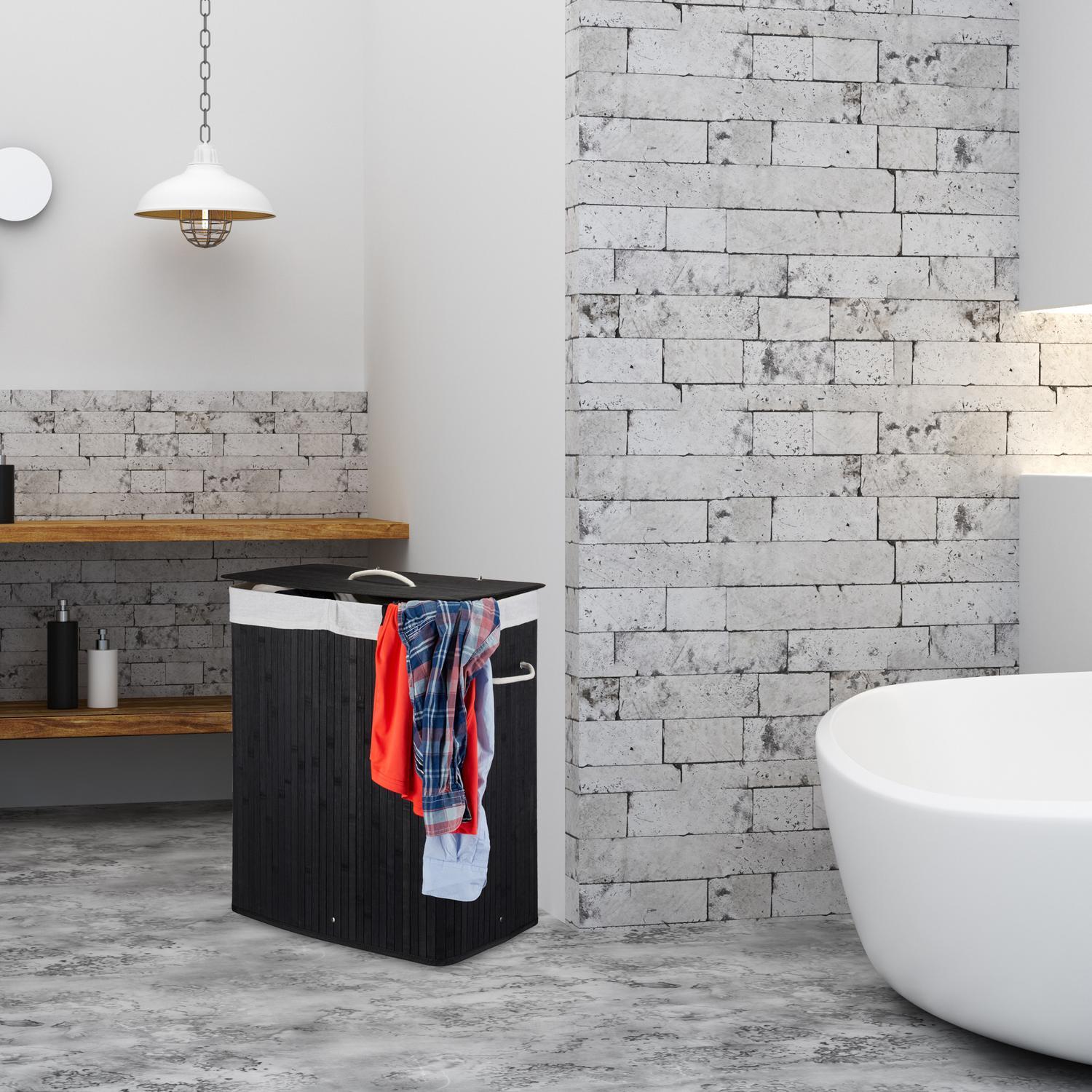 Northix Wäschekorb aus Bambus mit 2 Fächern