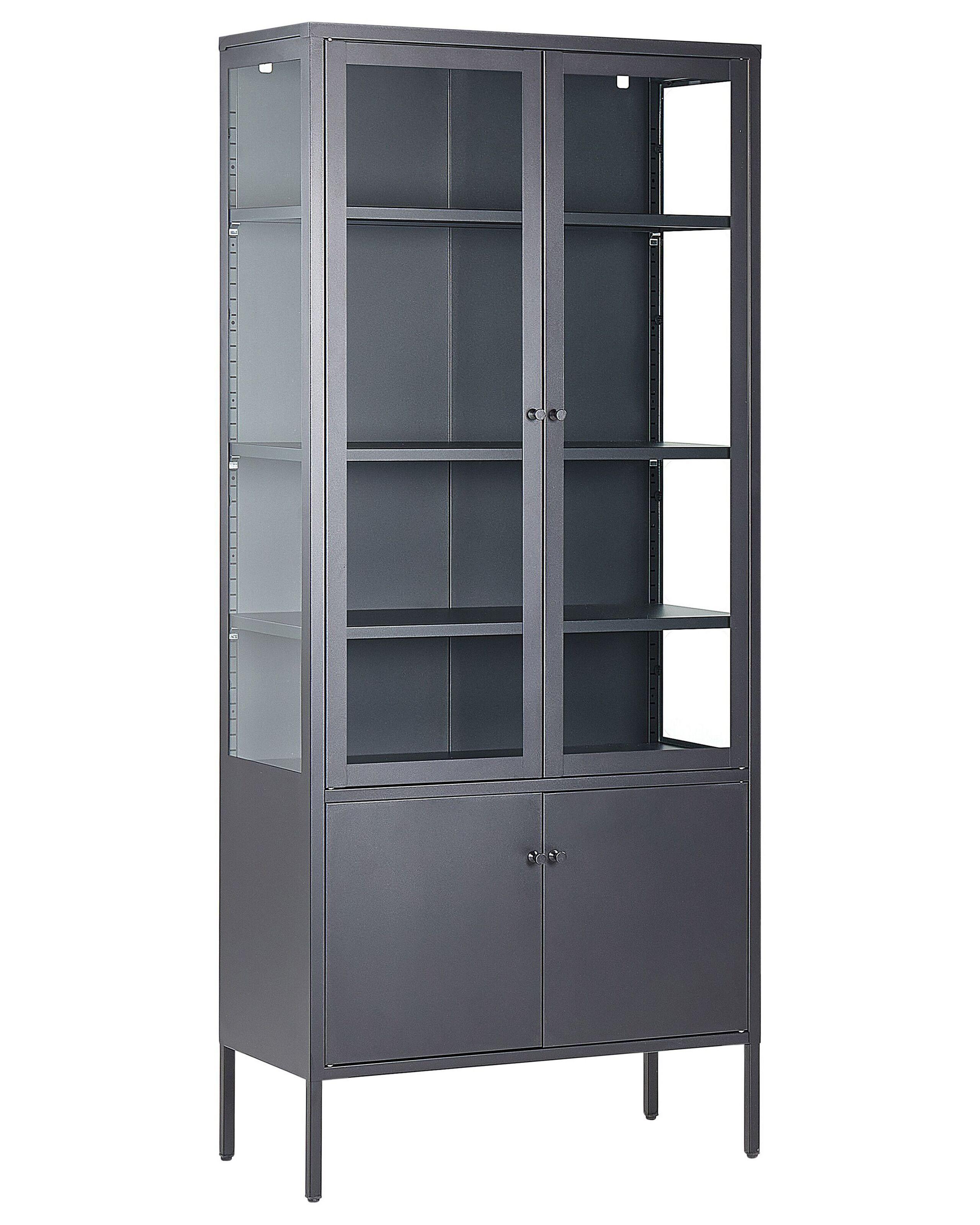 Beliani Vitrine mit Glastüren aus Stahl Modern OXTED