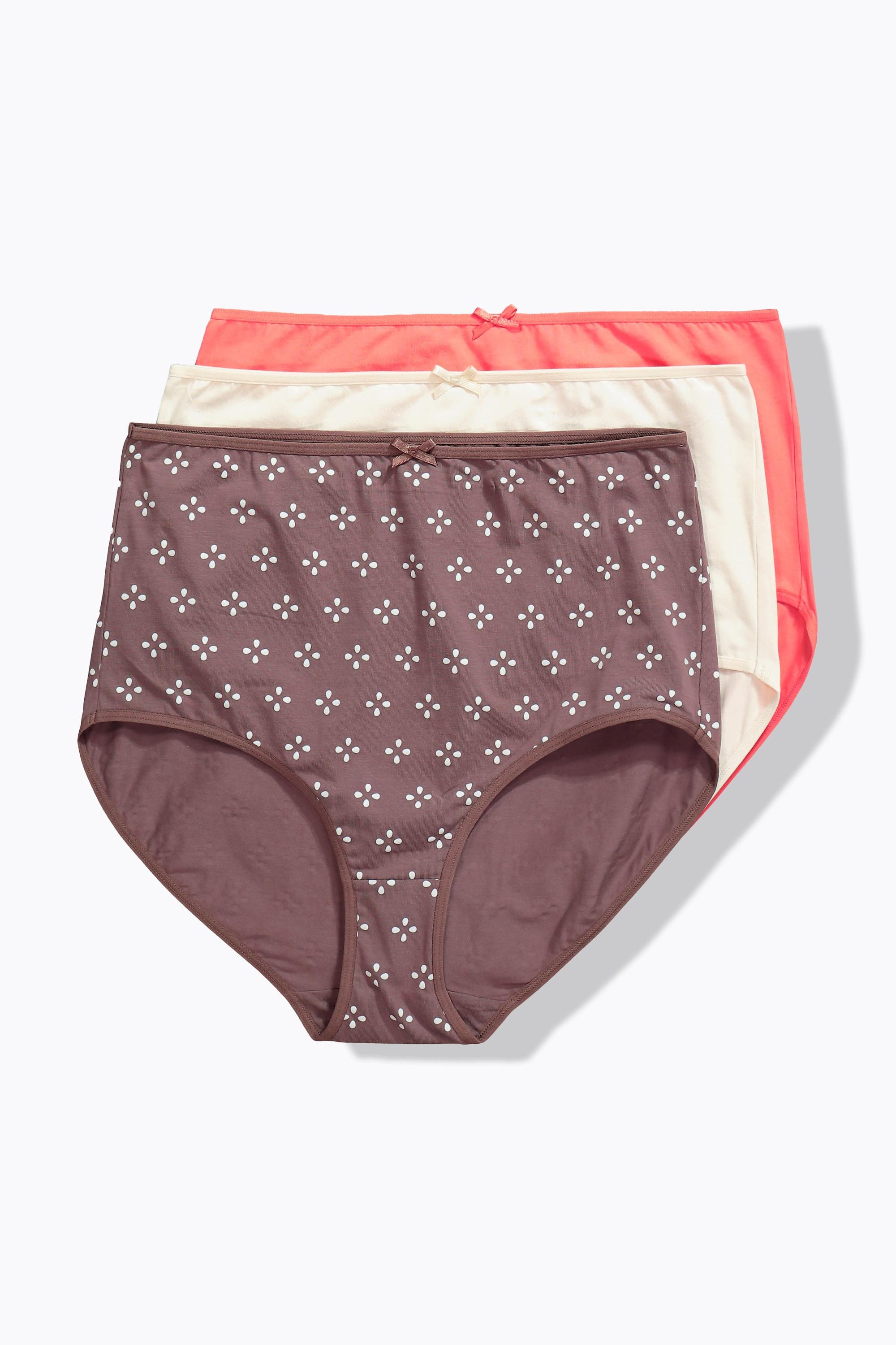 Ulla Popken Maxislips, 3er-Pack, Muster/einfarbig