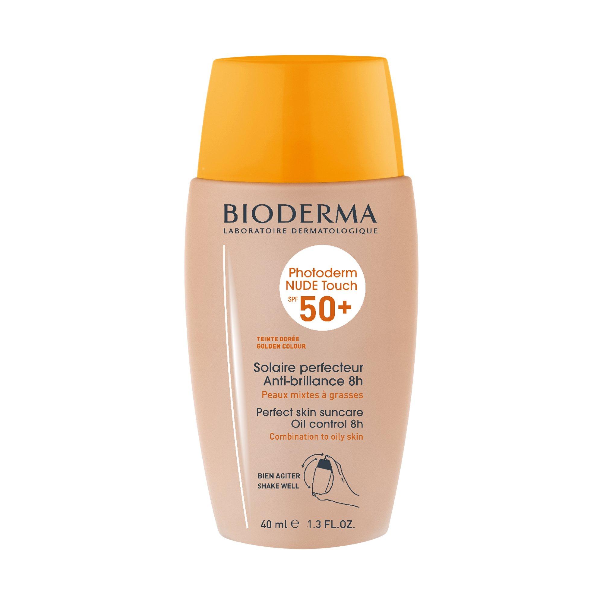 BIODERMA Photoderm Nude Touch LSF 50+ Teinte Dorée, Mineralischer Getönter Sonnenschutz Mit Mattem Finish