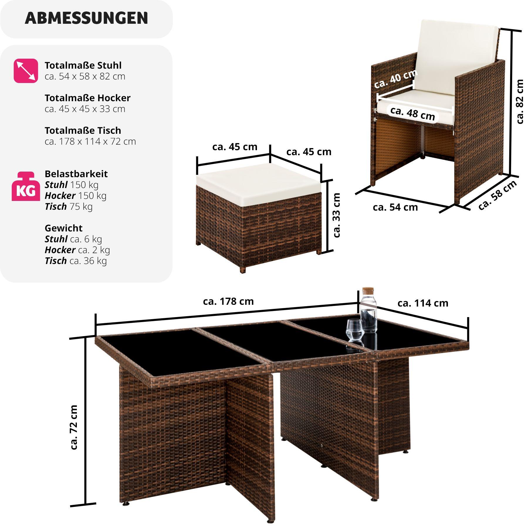 Tectake Aluminium Rattan Sitzgruppe New York 6+4+1 mit Schutzhülle
