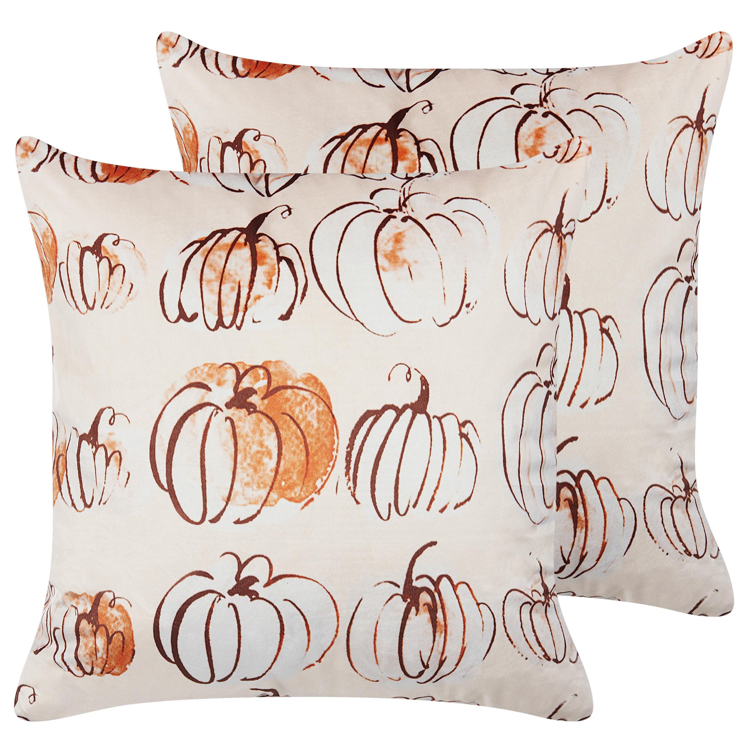 Beliani Dekokissen 2er Set aus Samtstoff Modern CUCURBITA