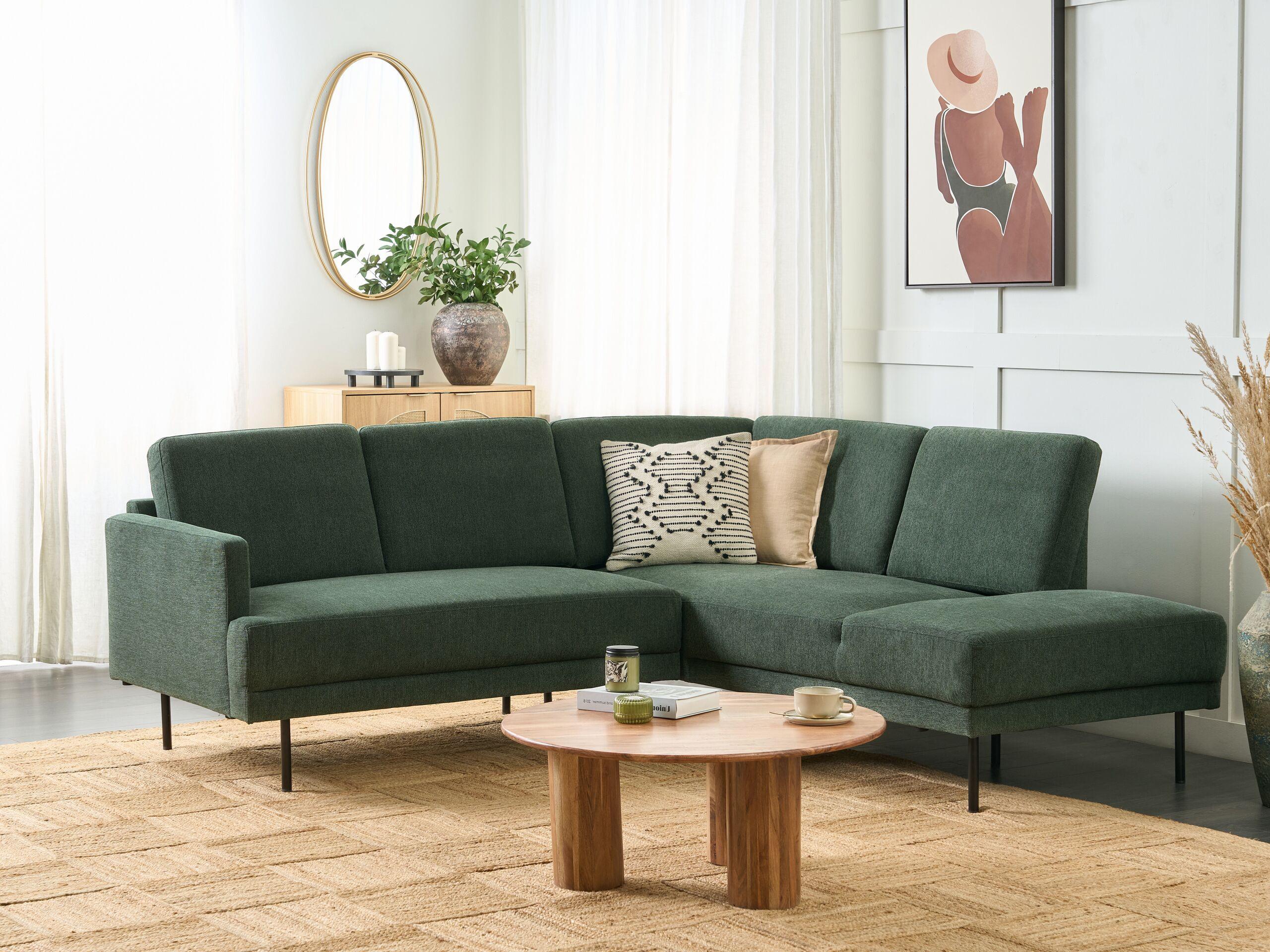 Beliani Linksseitiges Ecksofa aus Polyester Minimalistisch BREDA