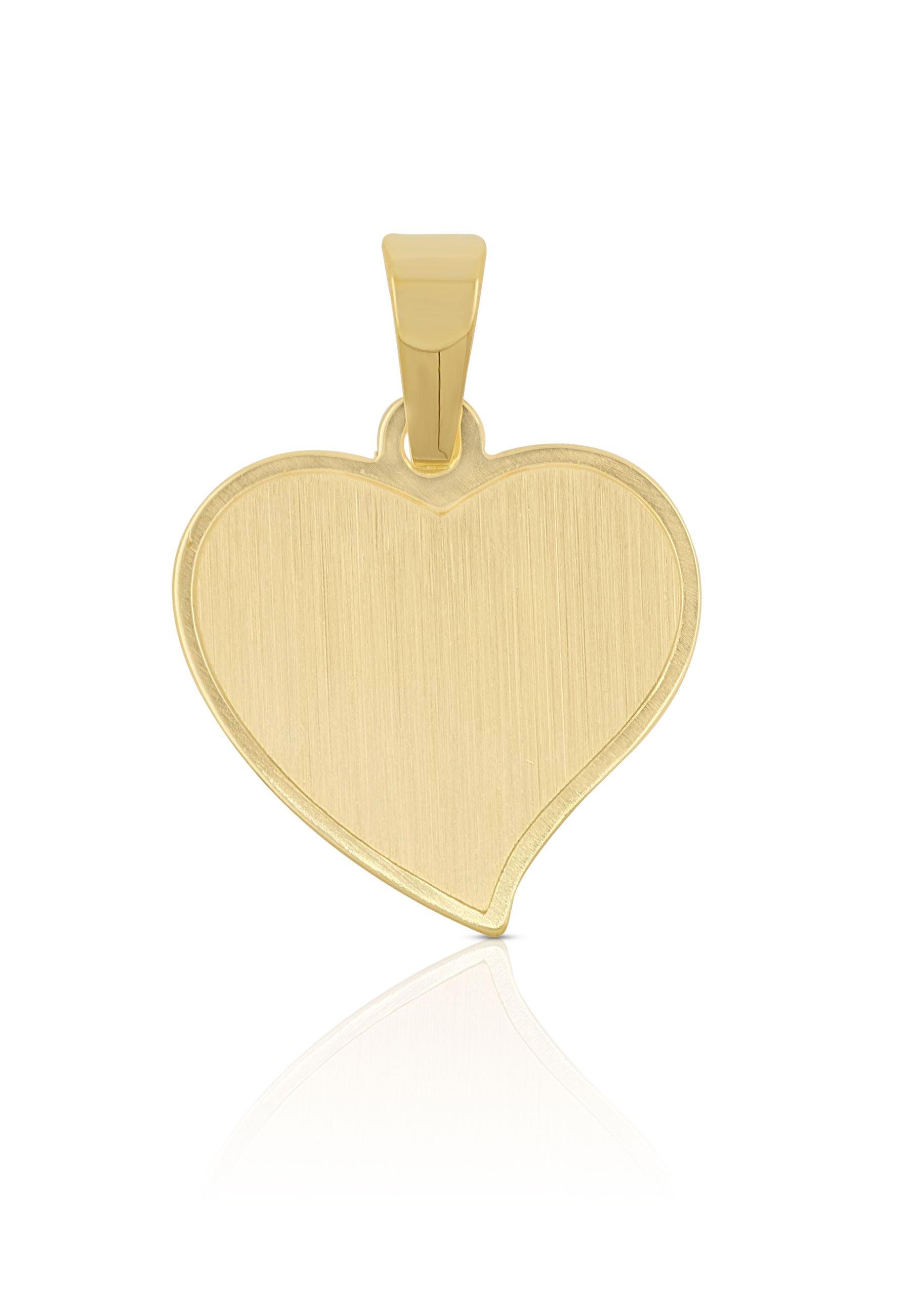 MUAU Schmuck Anhänger Gravurplatte Herz Gelbgold 750, 19x15mm
