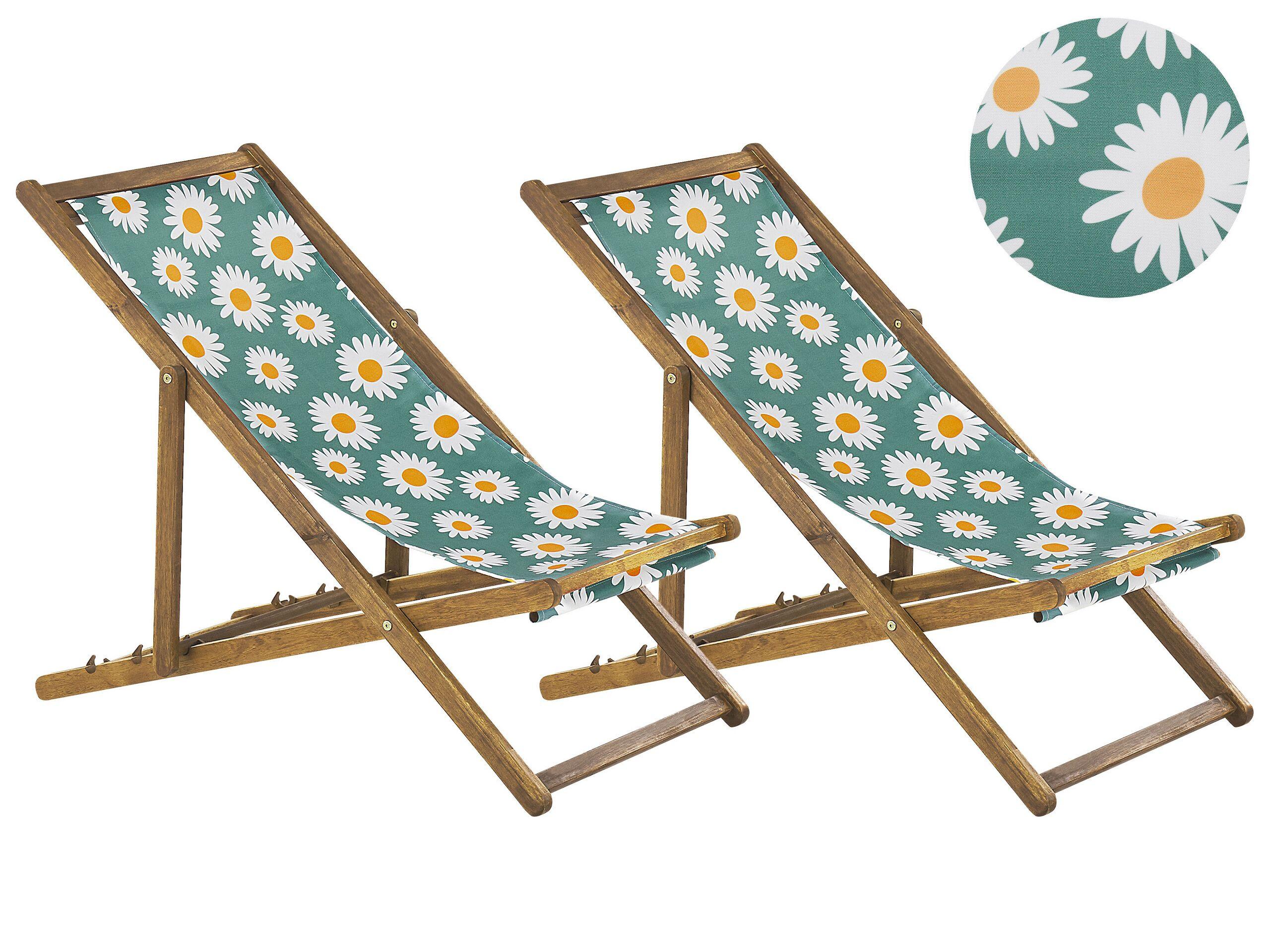 Beliani Set mit 2 klappbaren Liegestühlen aus Polyester Modern ANZIO