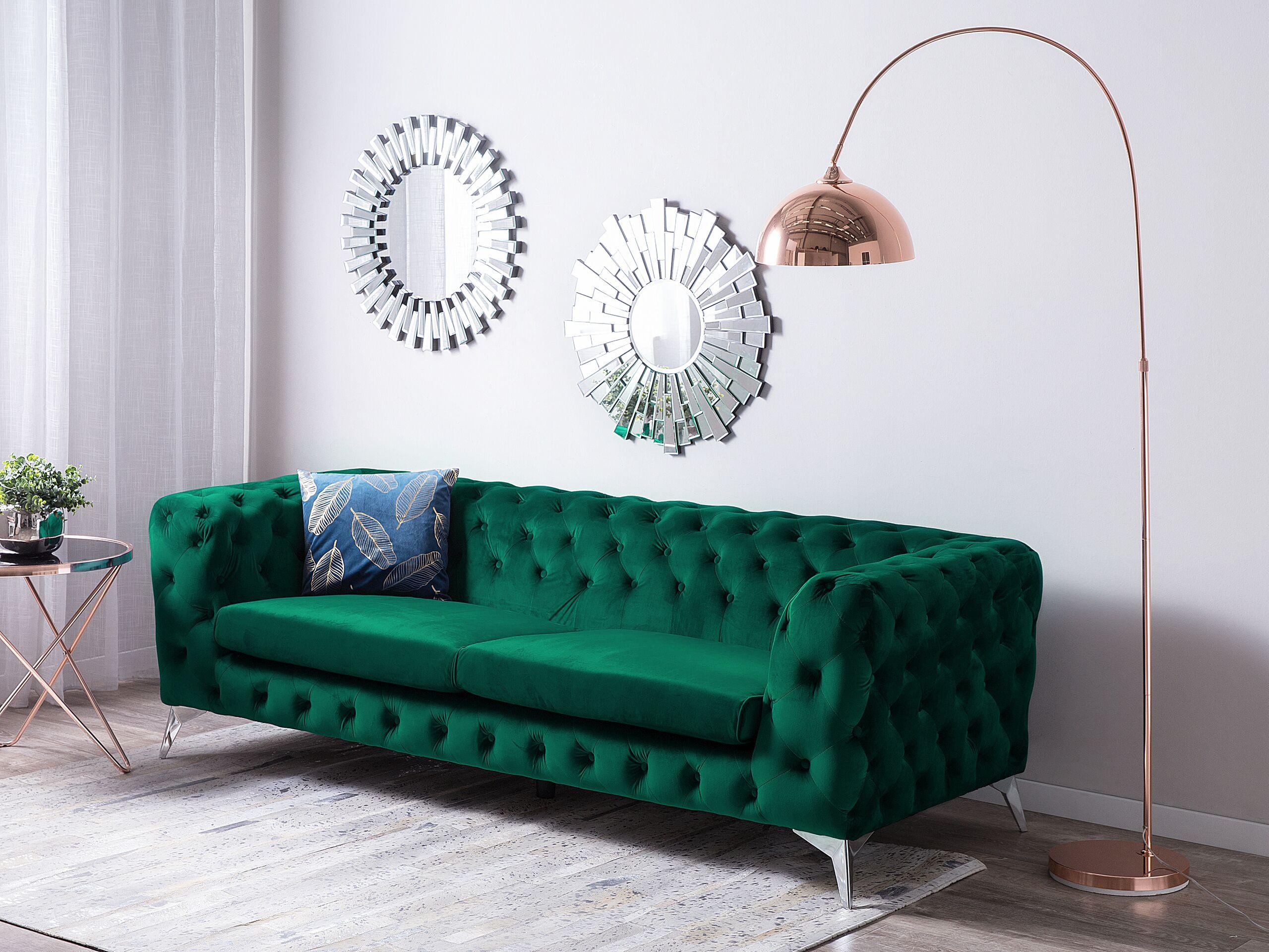 Beliani 3 Sitzer Sofa aus Samtstoff Glamourös SOTRA