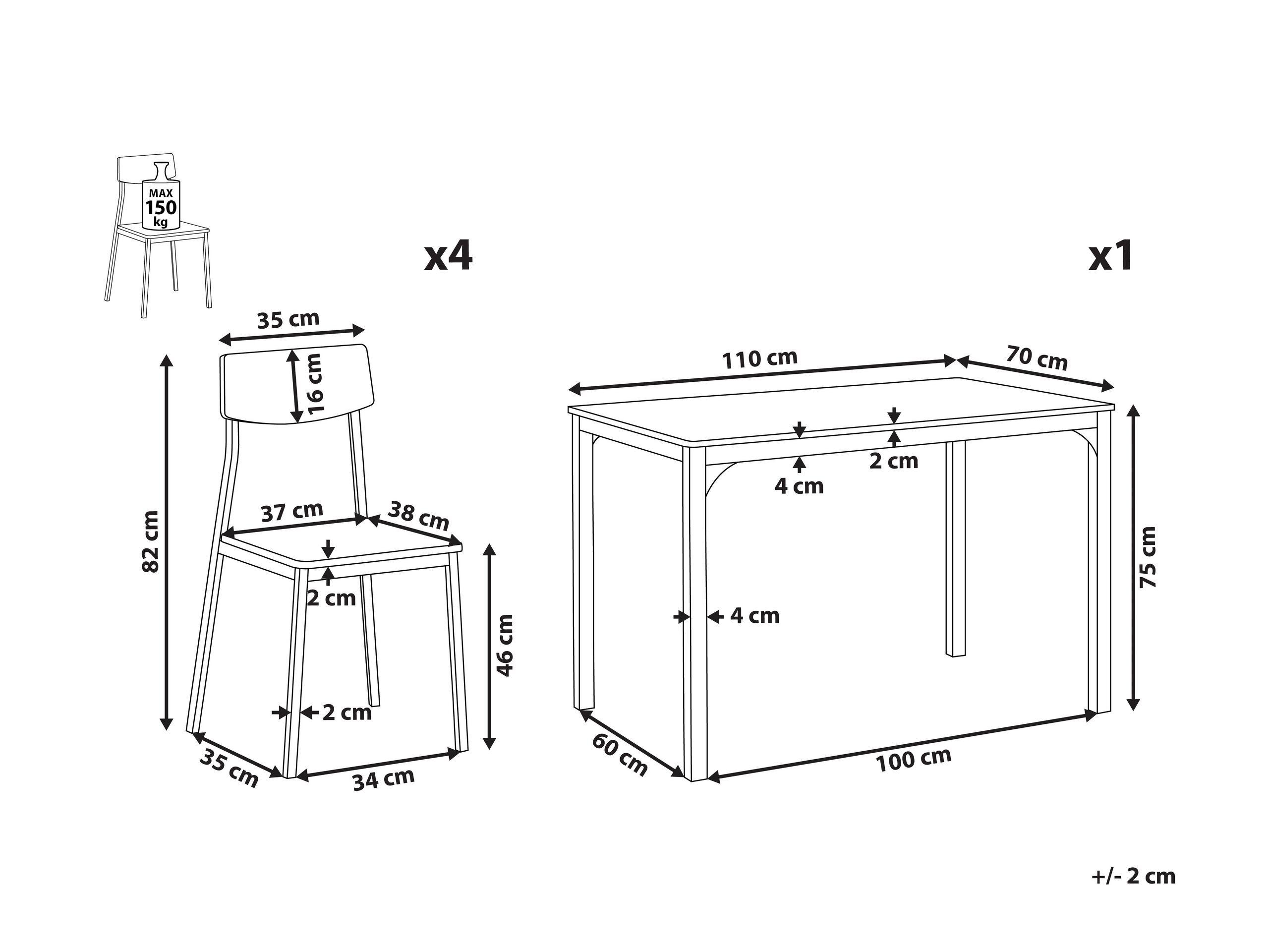 Beliani Esszimmer Set aus MDF-Platte Industriell BISMARCK