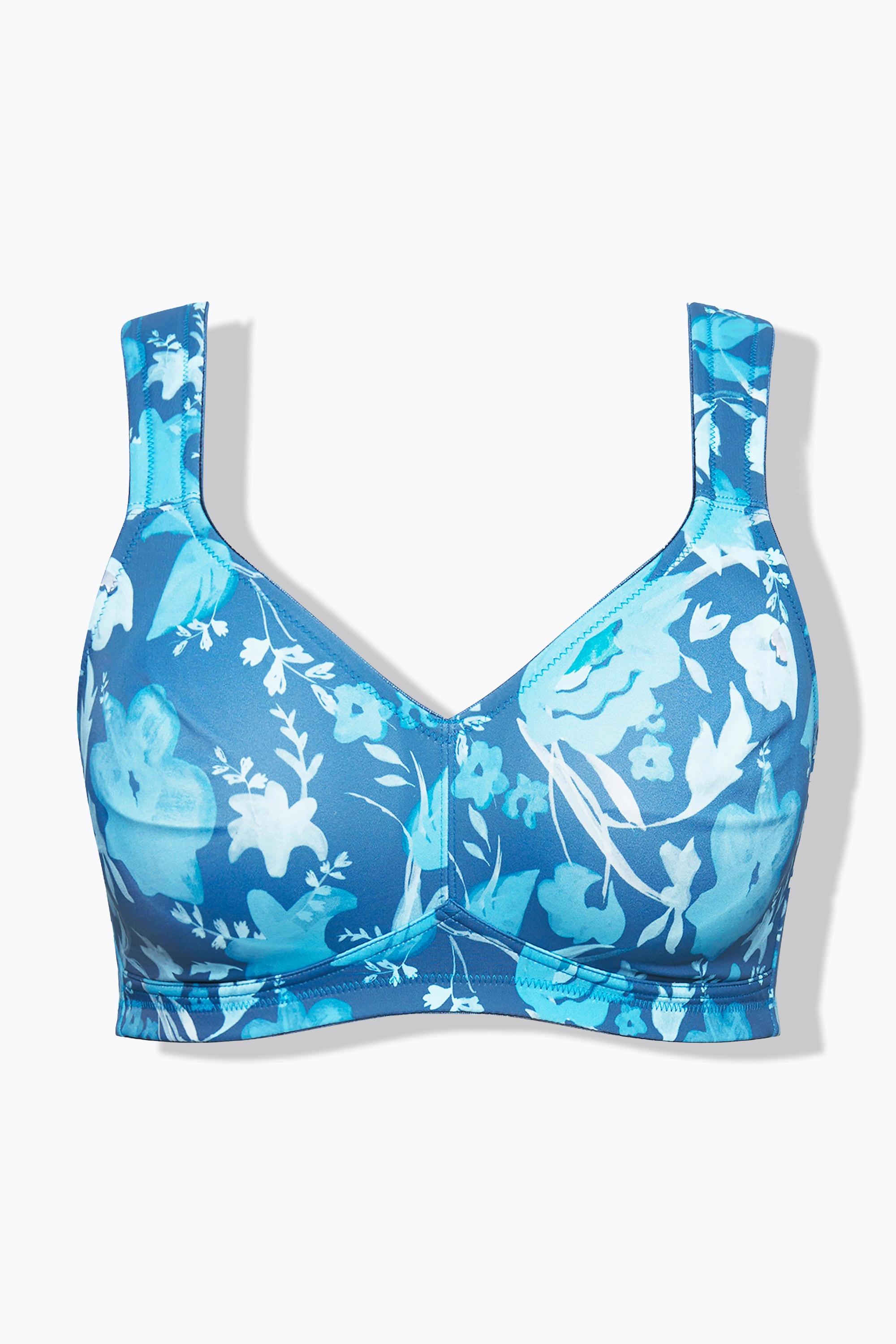 Ulla Popken Mikrofaser-BH, Blüten, ohne Bügel, Cup C - E