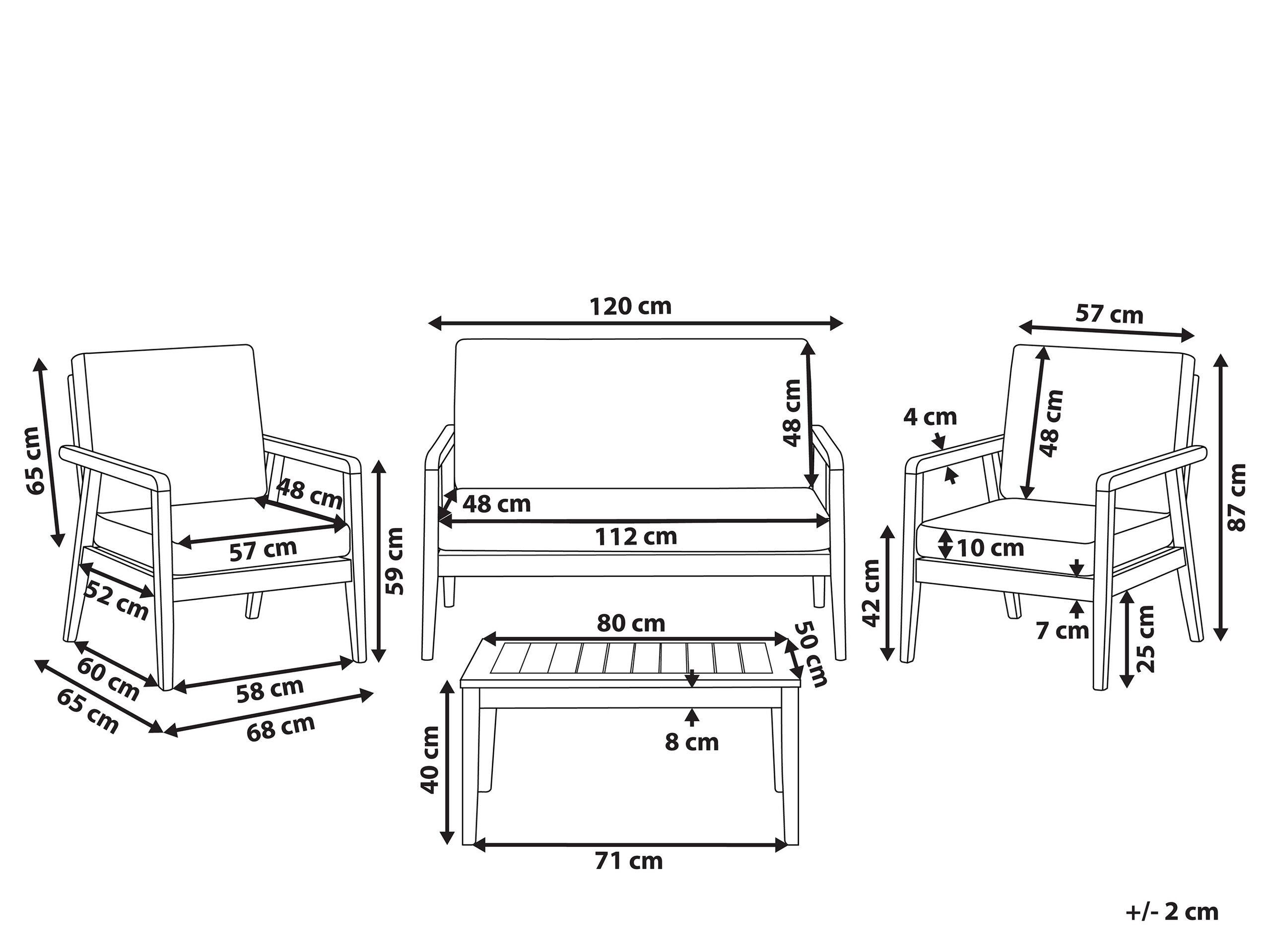 Beliani Lounge Set mit Tisch aus Akazienholz Retro PALLANO