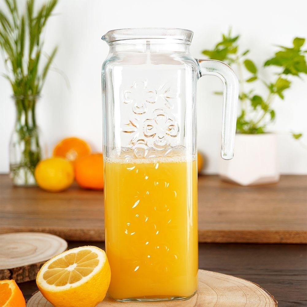 Orion Vielseitiger Glaskrug mit Kunststoffdeckel für Getränke