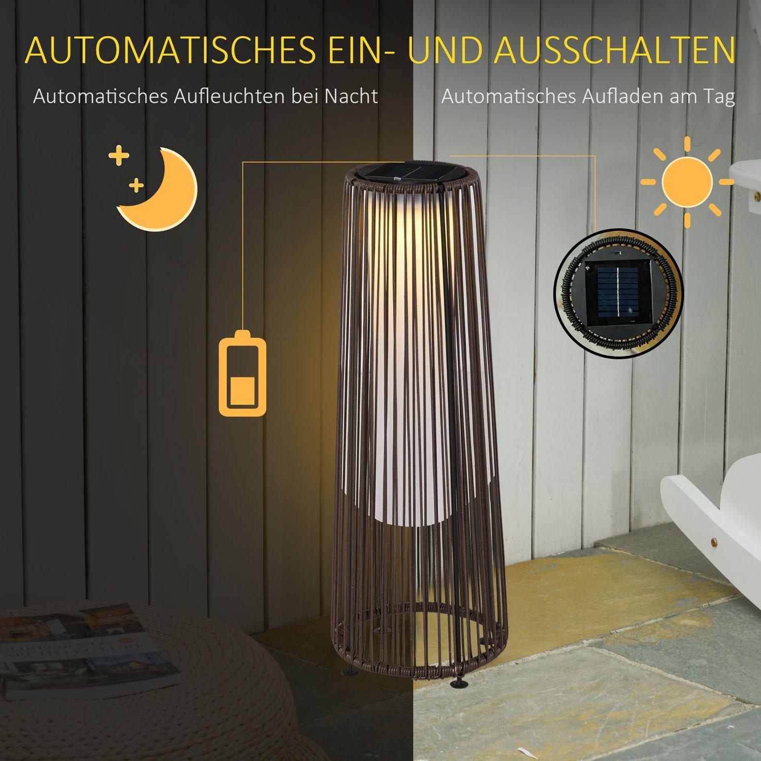 Northio Solarlampe, Gartenlampe, Rattan Solarleuchte, Automatische Led, Braun, 21,5 X 21,5 X 61 Cm