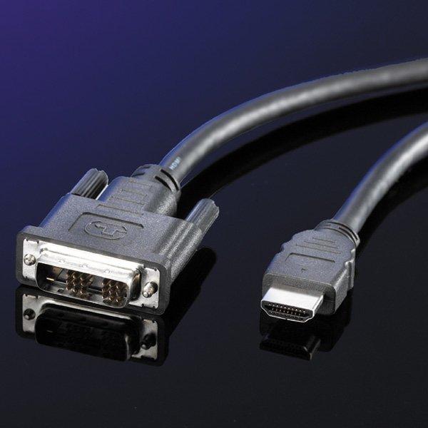 Roline ROLINE Kabel DVI (18+1) ST - HDMI ST 1,0m