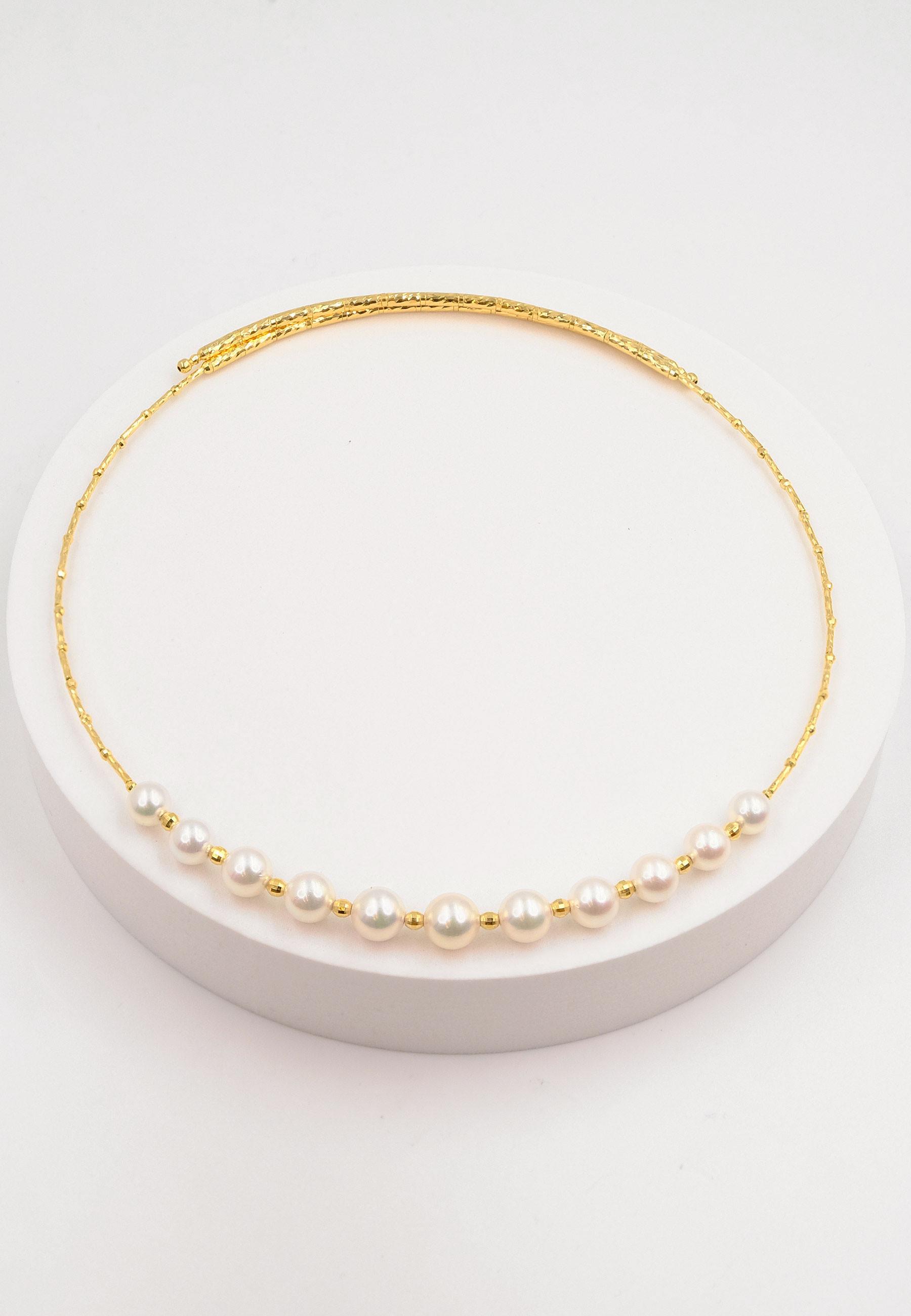 MUAU Schmuck Collier Gelbgold 750 Akoya Perle 7-9mm