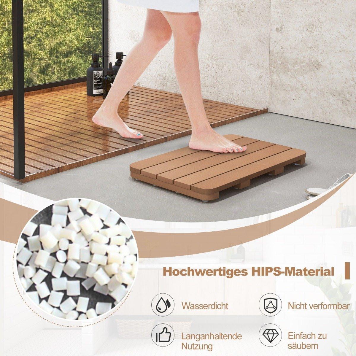 Northix Toilettenmatte aus Hips Holz-Design Badematte bis Belastbar Badvorleger Braun korrosionsbeständig rostfrei langlebig