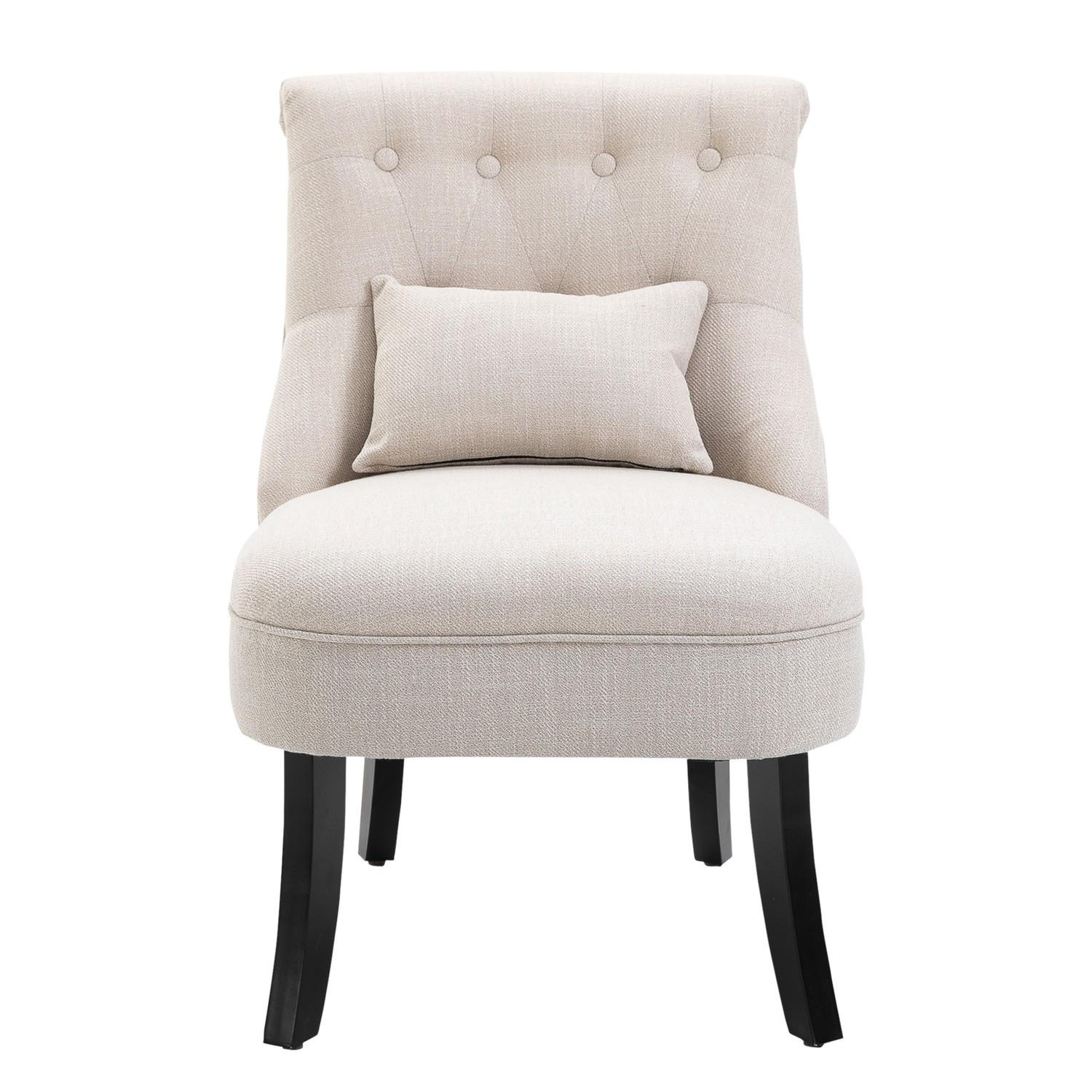 Northio Relaxsessel, Sessel mit Rückenkissen, Loungesessel mit Leinenoptik, Holzbeine, für Wohnzimmer, Schlafzimmer, 52,5 x 69 x 77 cm, Cremeweiß
