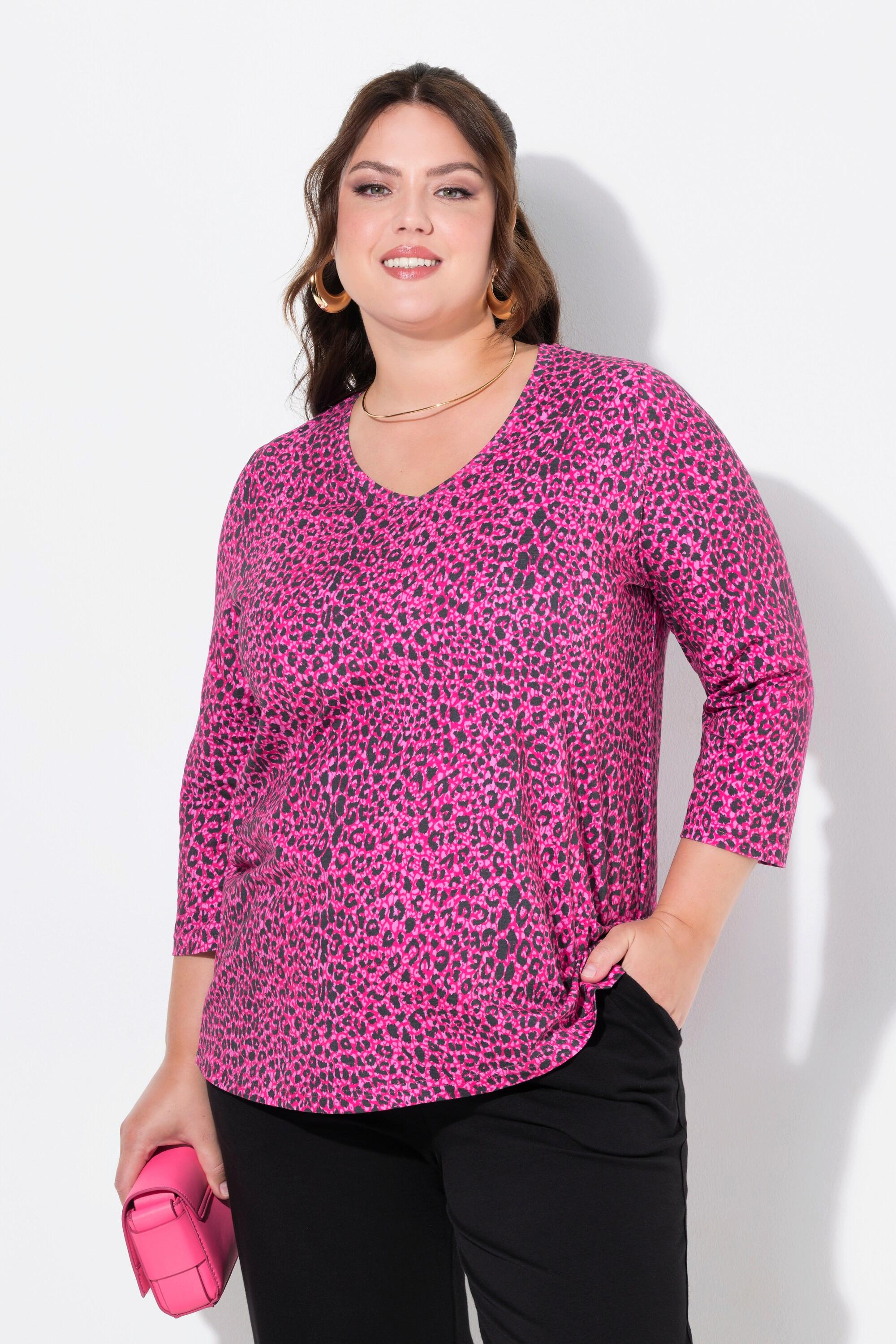 Ulla Popken Longshirt A-Linie V-Ausschnitt 3/4-Arm