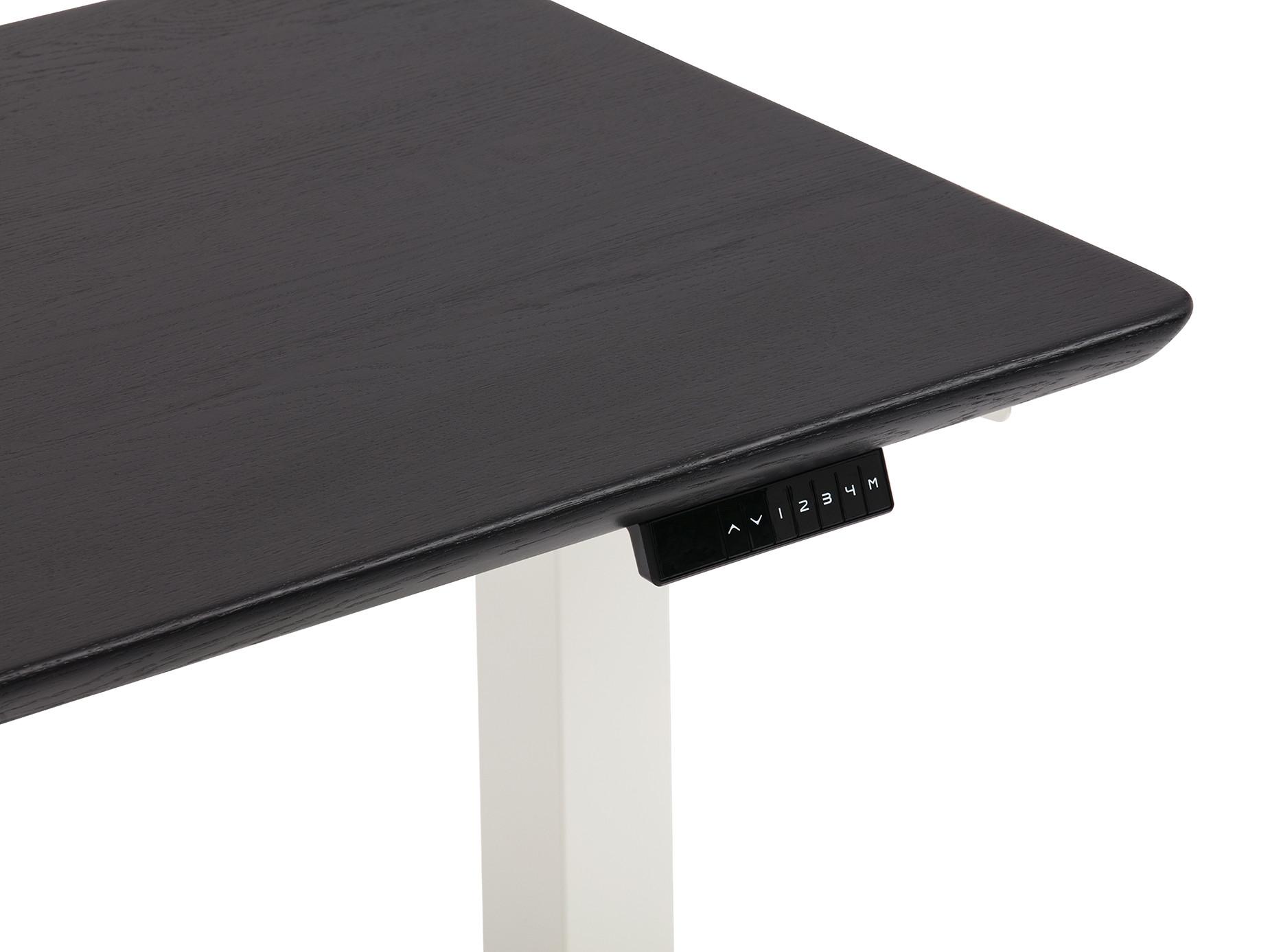Oakywood Standing Desk Holztisch mit Höhenverstellung - aus Massivholz - Schwarz / 120x60 / Weiß