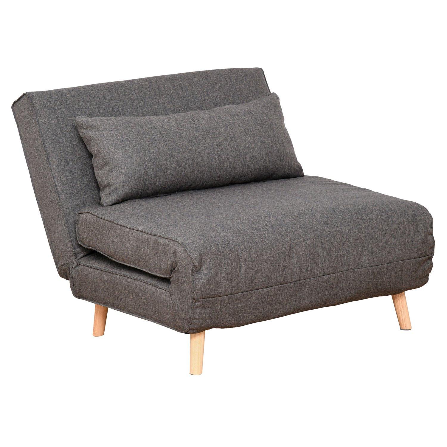 Northio Schlafsofa Einzelsofa Klein, Klappsofa Mit Verstellbarer Rückenlehne, Skandinavisch, Grau, 95X95X80Cm