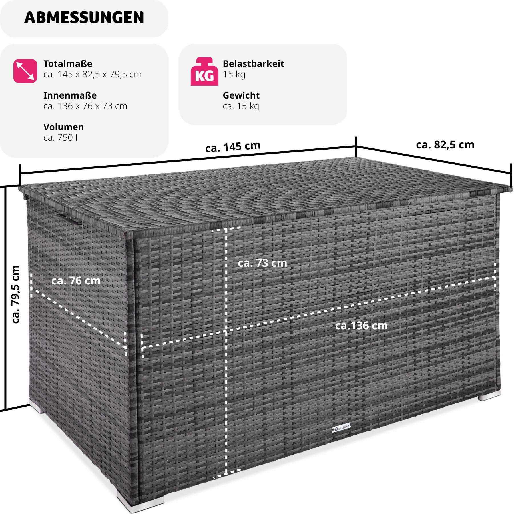 Tectake Auflagenbox mit Aluminiumgestell Oslo