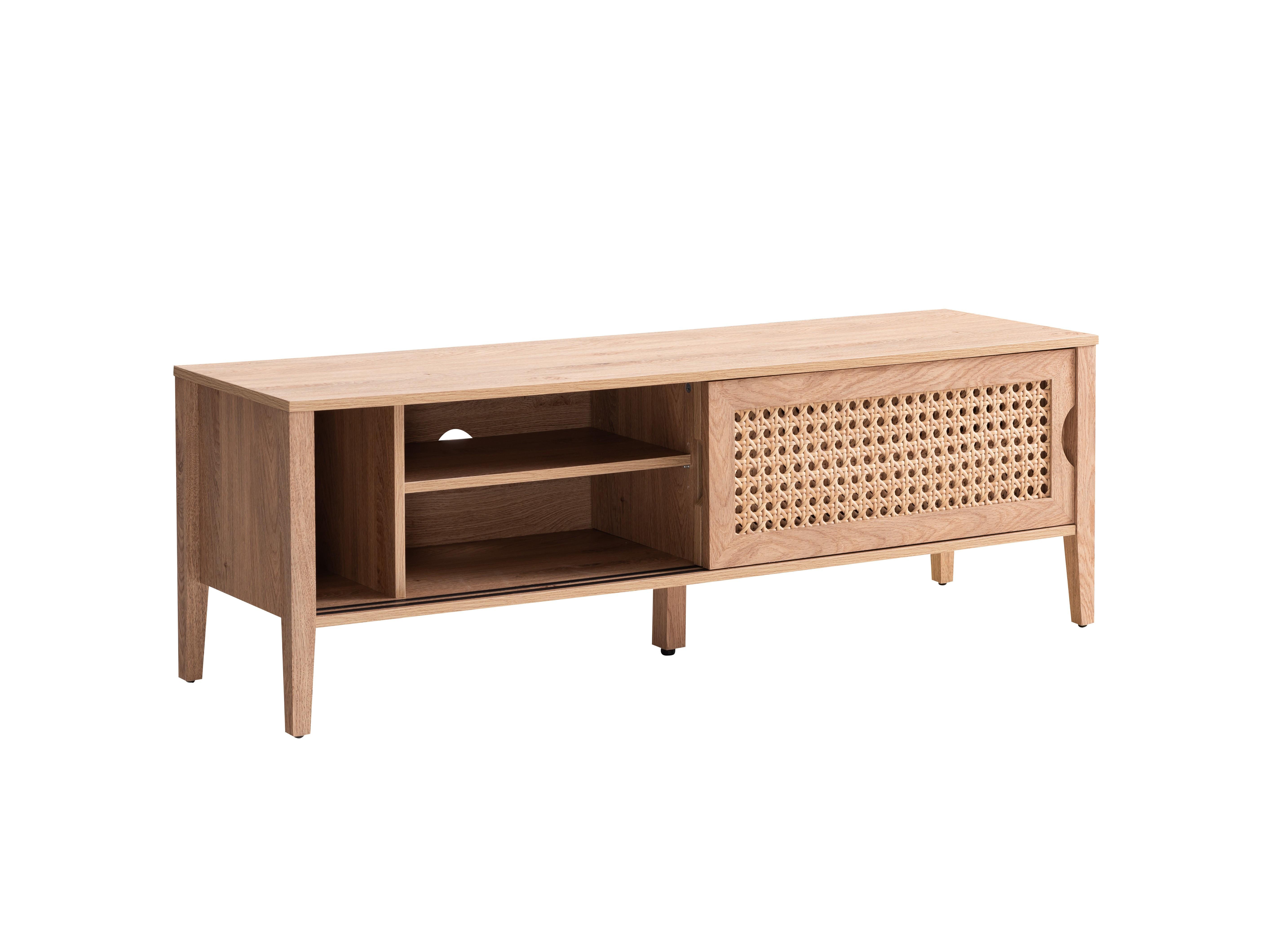 Calicosy TV-Möbel mit 2 Schiebetüren Rattan-Dekor - L138 cm