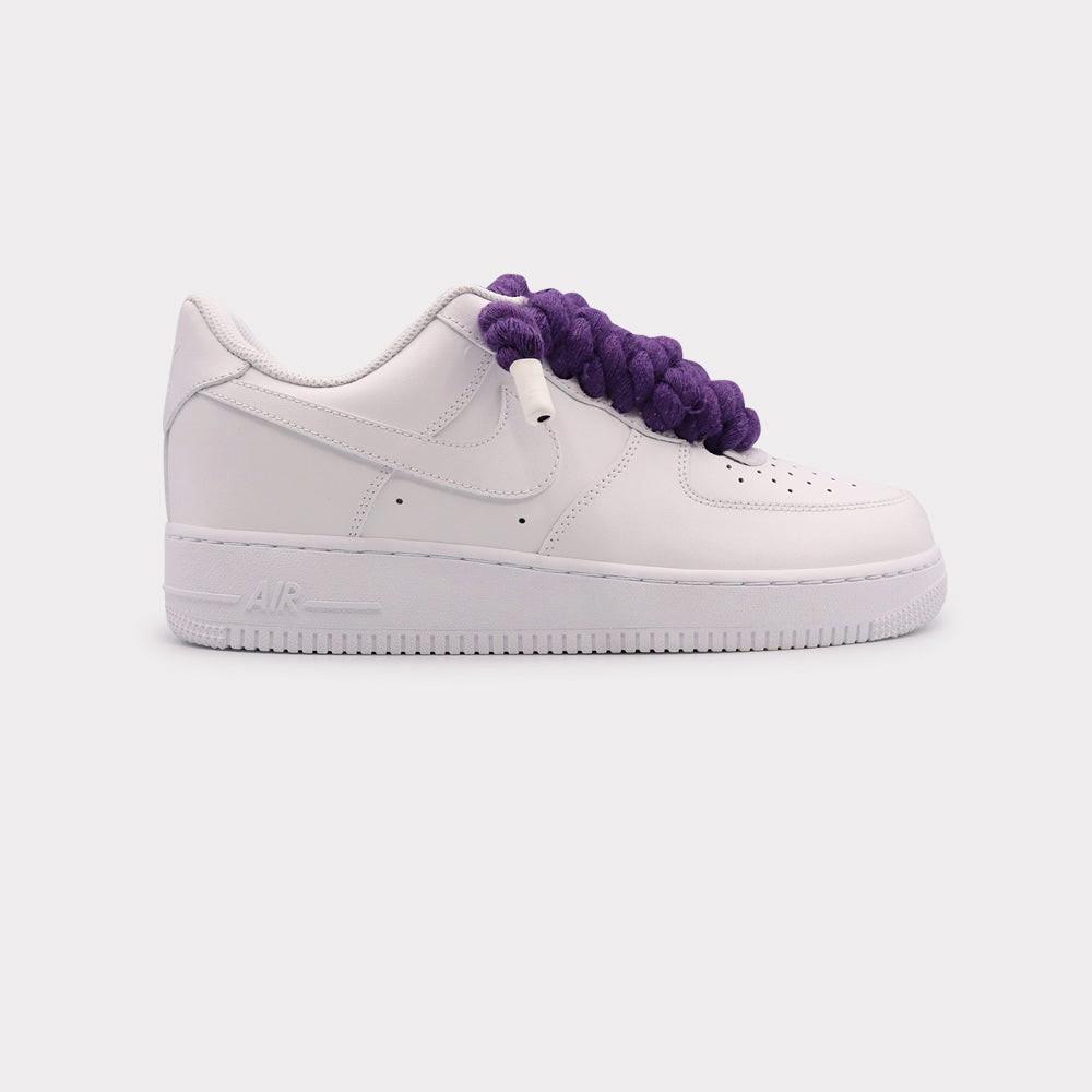 NIKE Air Force 1 White - Rope Lace Purple