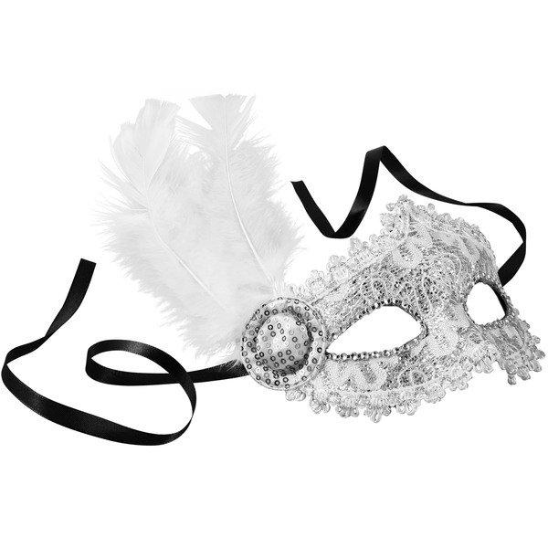 Tectake Venezianische Maske mit seitlicher Feder
