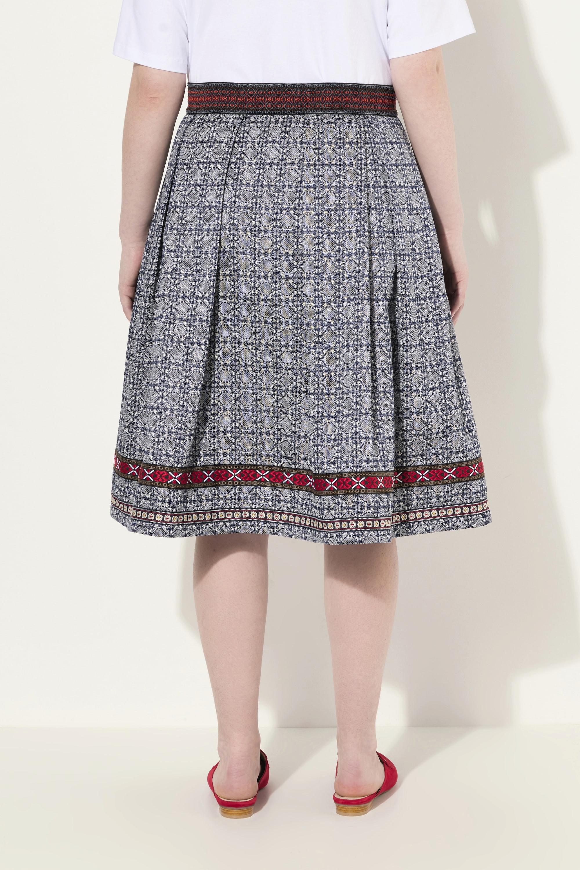 Ulla Popken Trachtenrock, Jacquard, A-Linie, Zierband