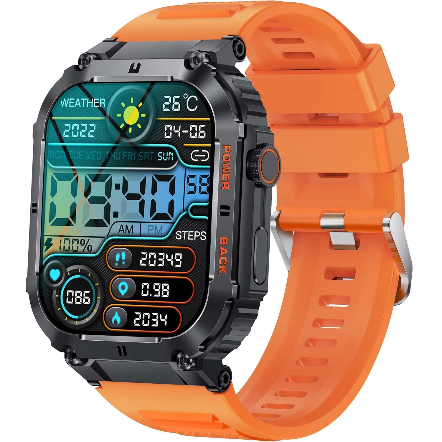 DENVER SWC-191O Bluetooth-Smartwatch mit Herzfrequenz-, Blutdruck- und Blutsauerstoffsensor und Anruffunktion