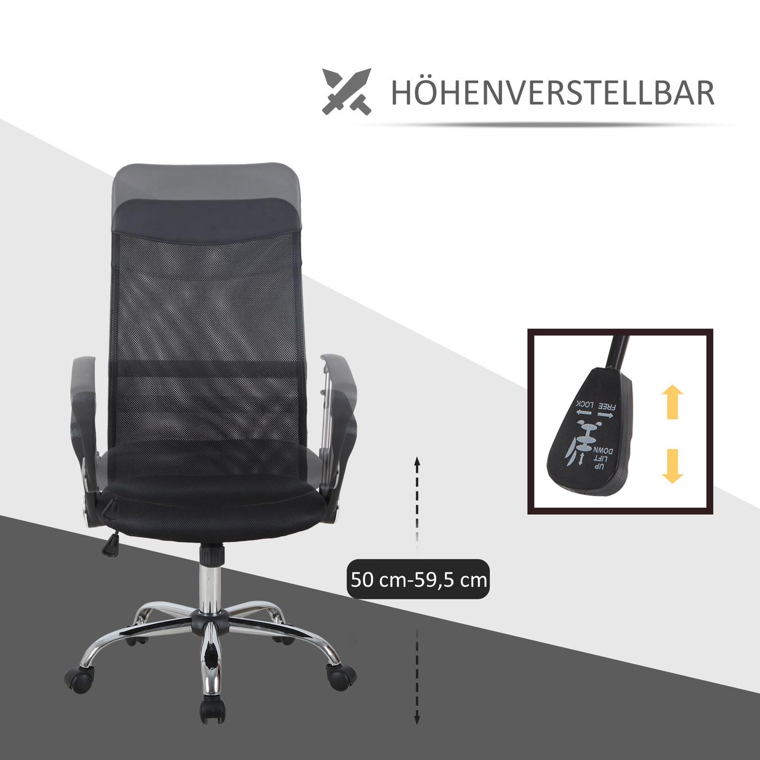 Northio Ergonomischer Bürostuhl, Gaming Stuhl, Drehstuhl Mit Wippenfunktion, Höhenverstellbarer Schreibtischstuhl, Schaumstoff, Netz, Schwarz