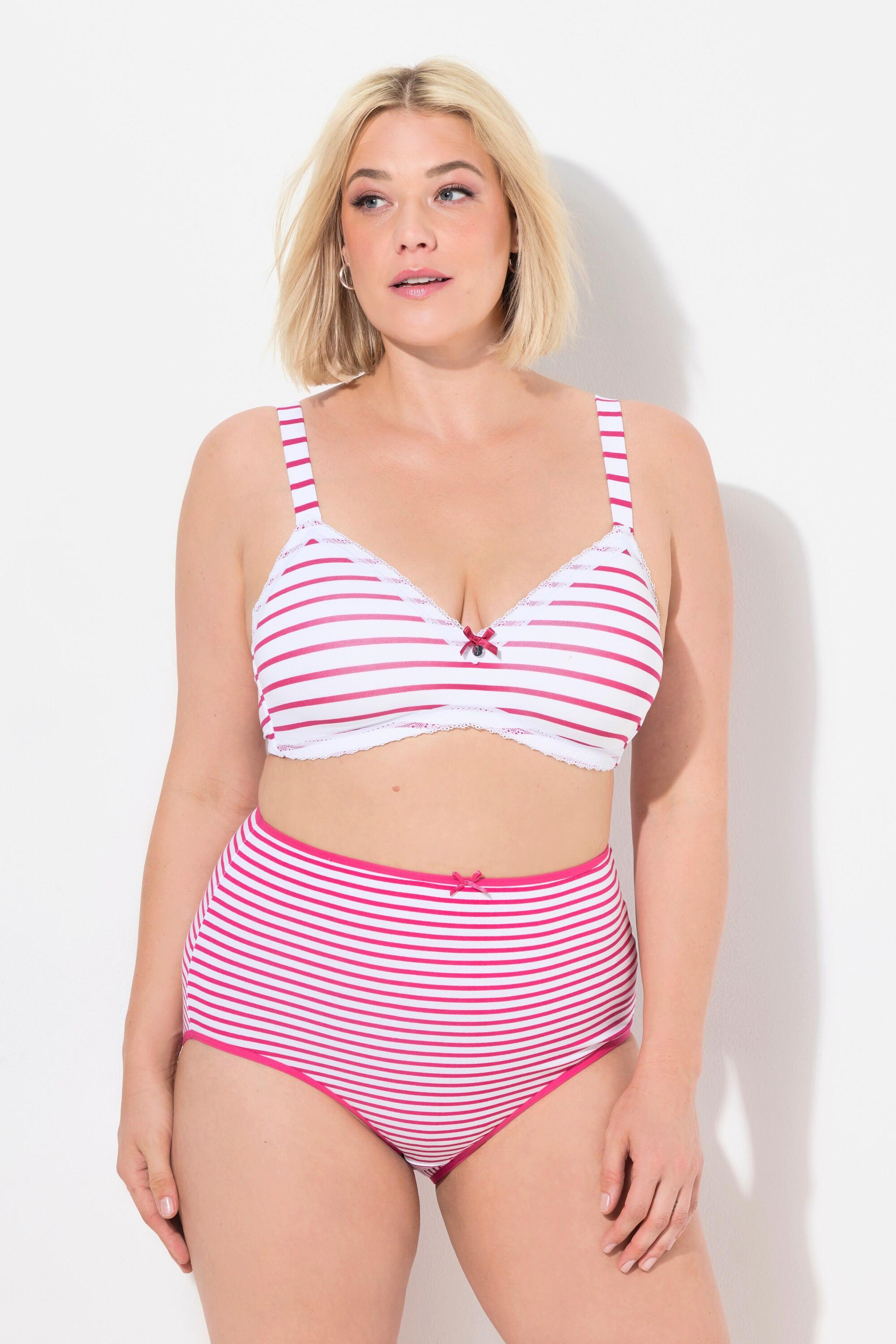 Ulla Popken Maxislips, 3er-Pack, farbige Ringel