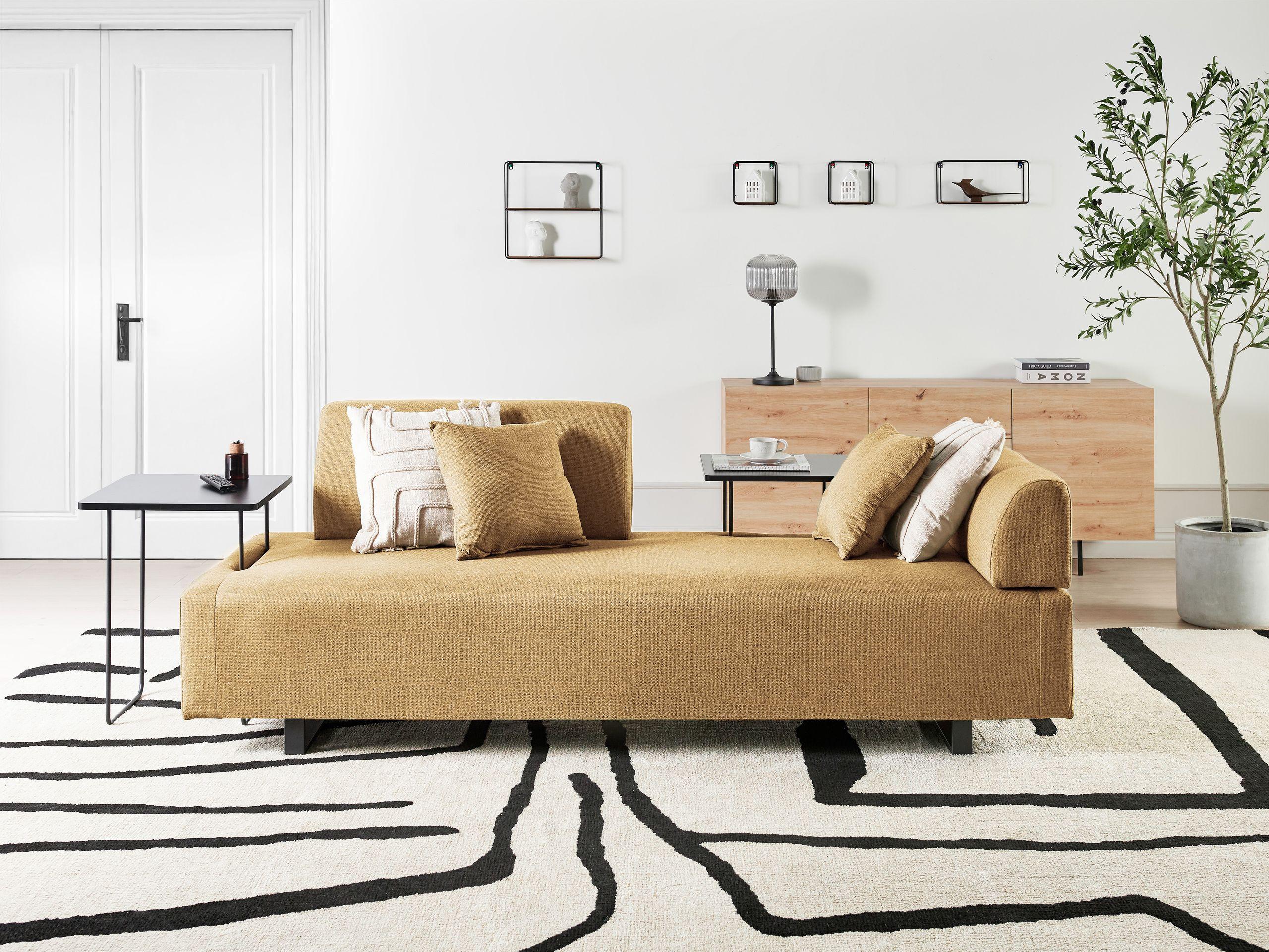 Beliani Sofa mit Beistelltischen aus Polyester Minimalistisch SOKNA