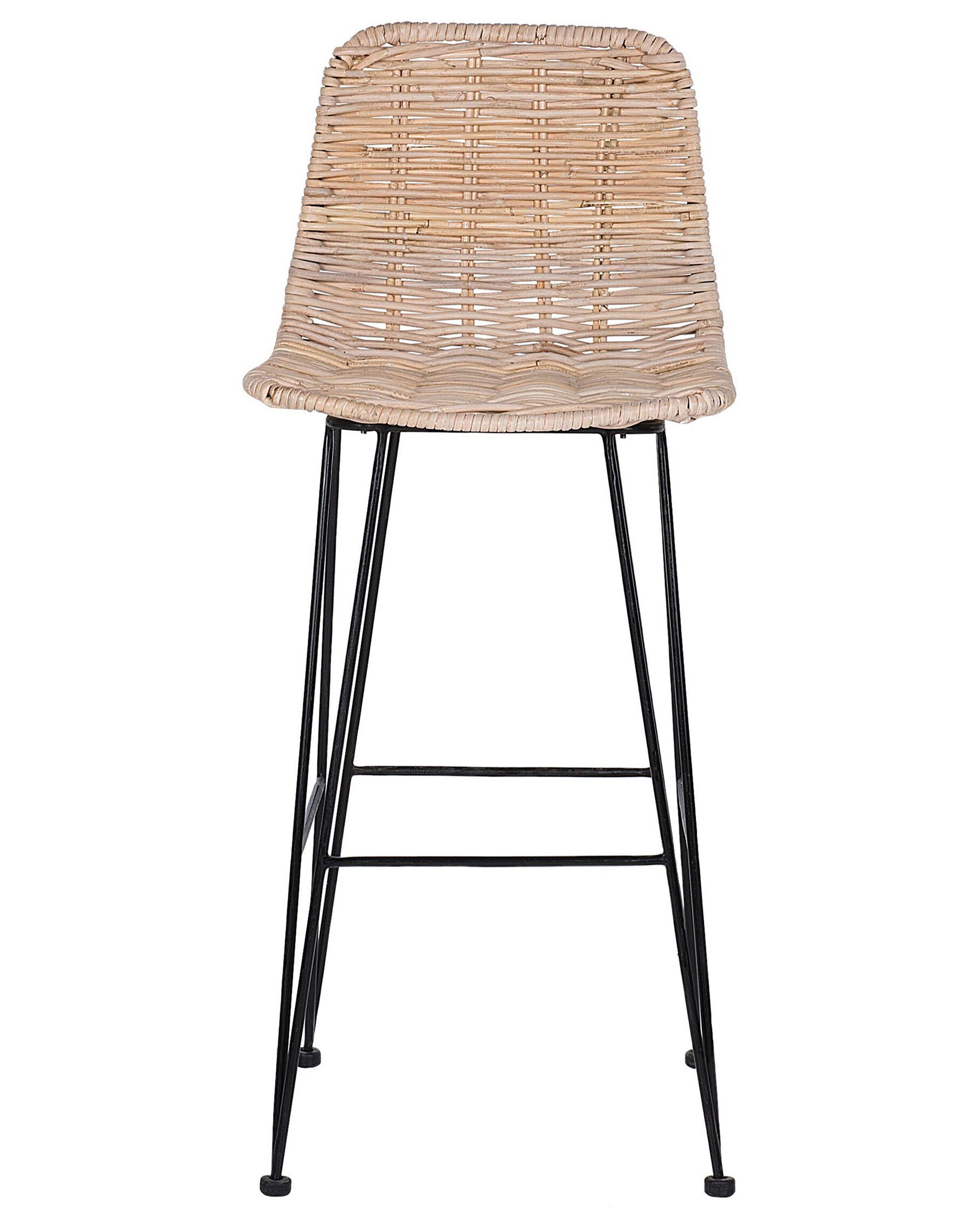 Beliani Set mit 2 Barstühlen aus Rattan Boho CASSITA
