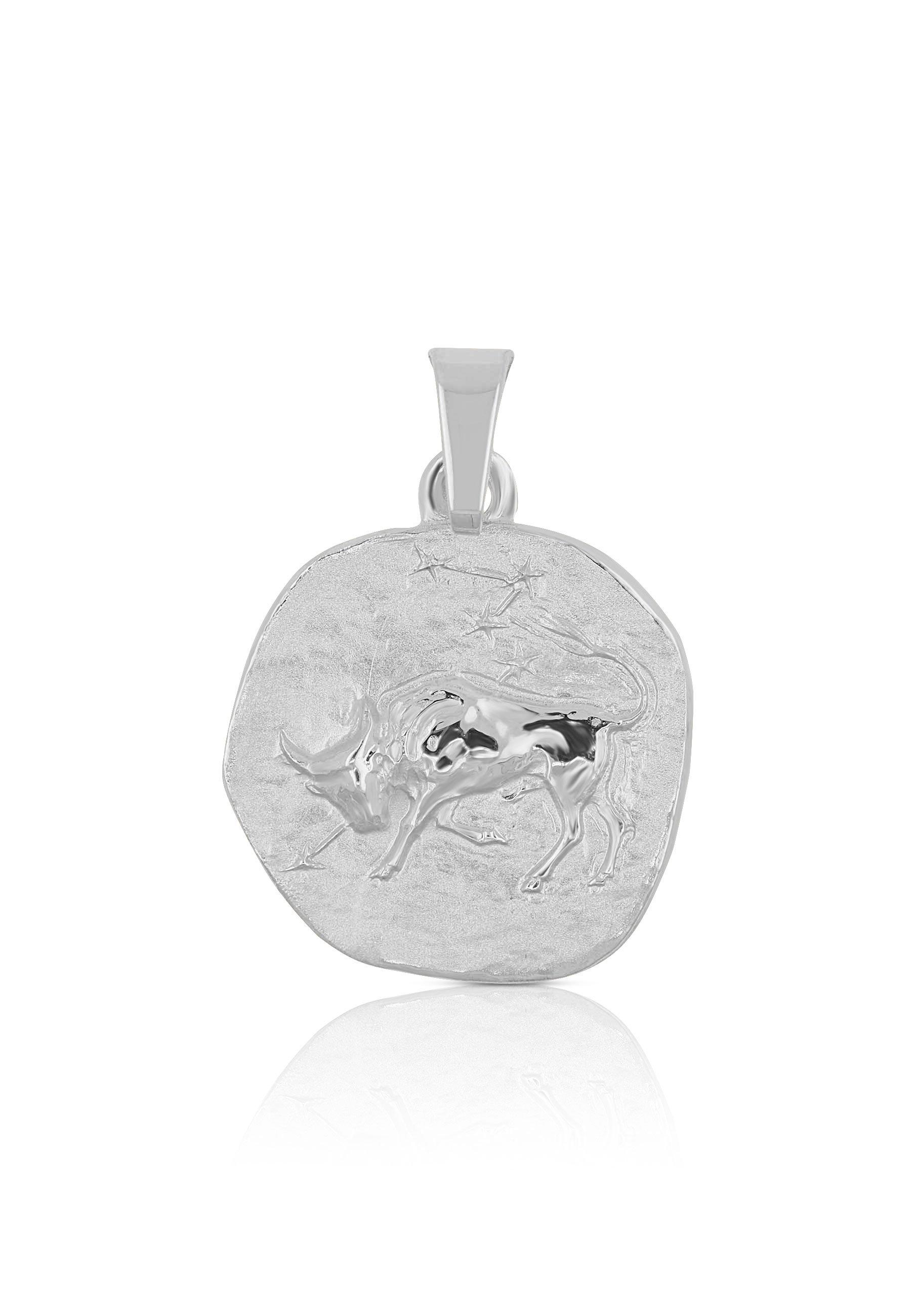 MUAU Schmuck Anhänger Sternzeichen Stier Weissgold 750, 16x22mm