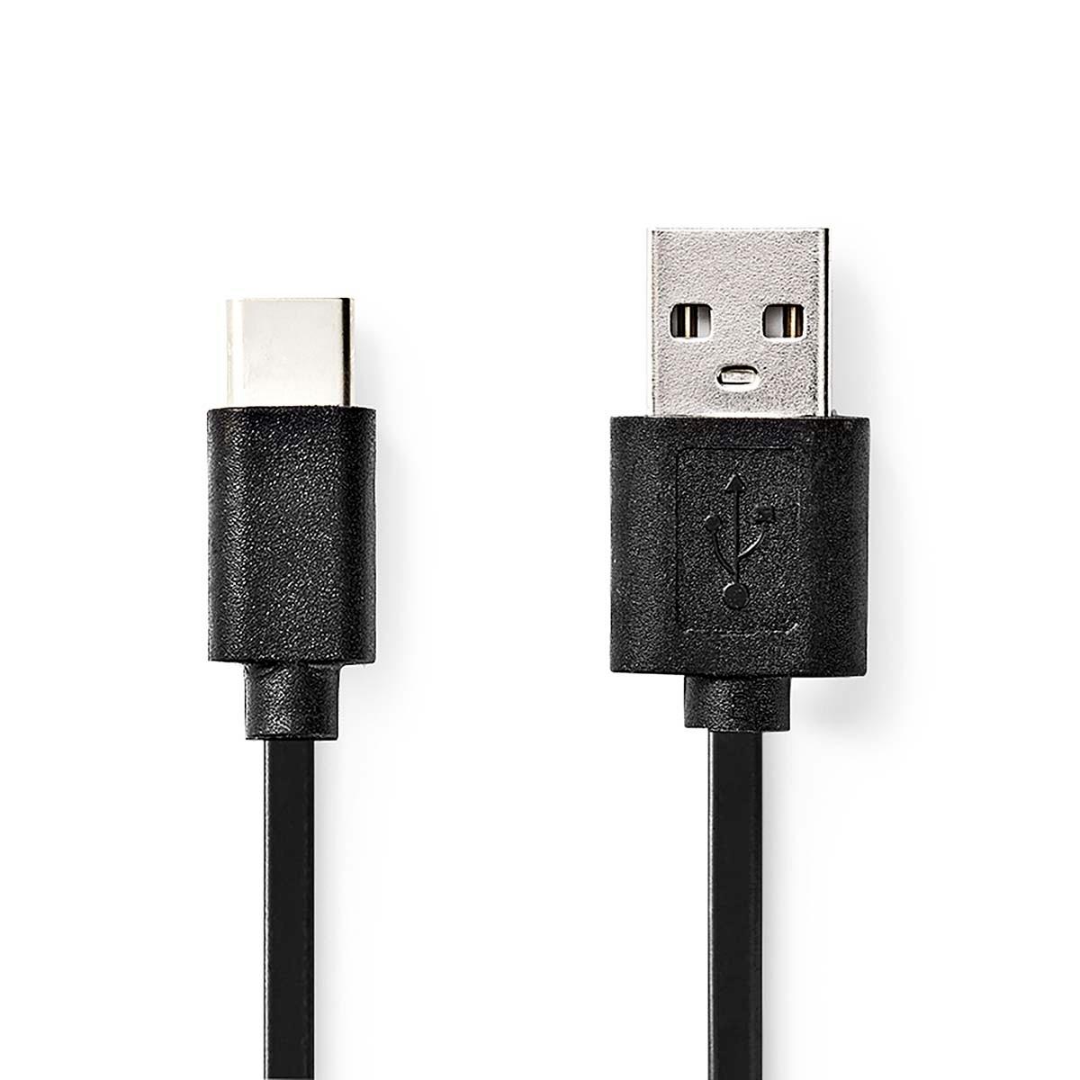 Nedis USB-Kabel | USB 2.0 | USB-A Stecker | USB-C™ Stecker | 15 W | 480 Mbps | Vernickelt | 3,00 m | Rund | PVC | Schwarz | Etikett