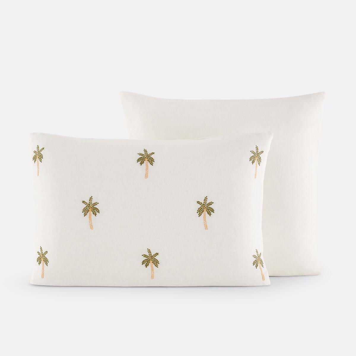 La Redoute Intérieurs Kissenbezug Ravenel aus Baumwolle/gewaschenem Leinen mit Stickerei