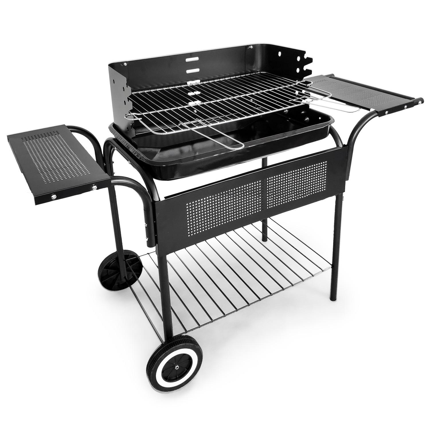 B2X Gartengrill, Metallregale, verstellbarer Rost, Räder