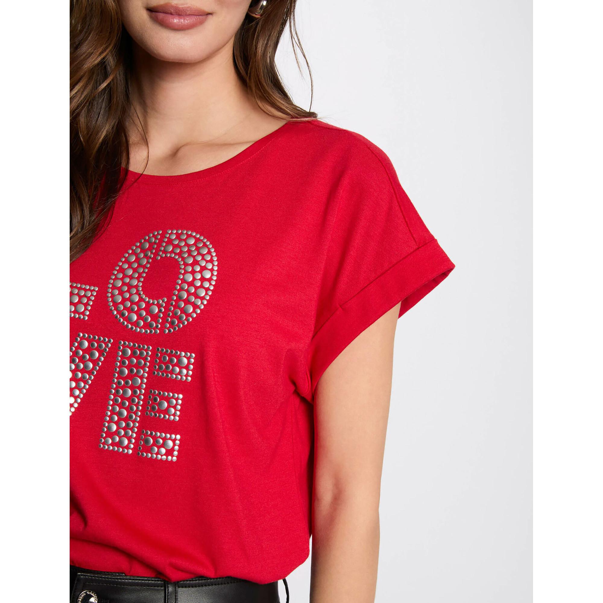 MORGAN T-Shirt mit Nieten-Love-Print