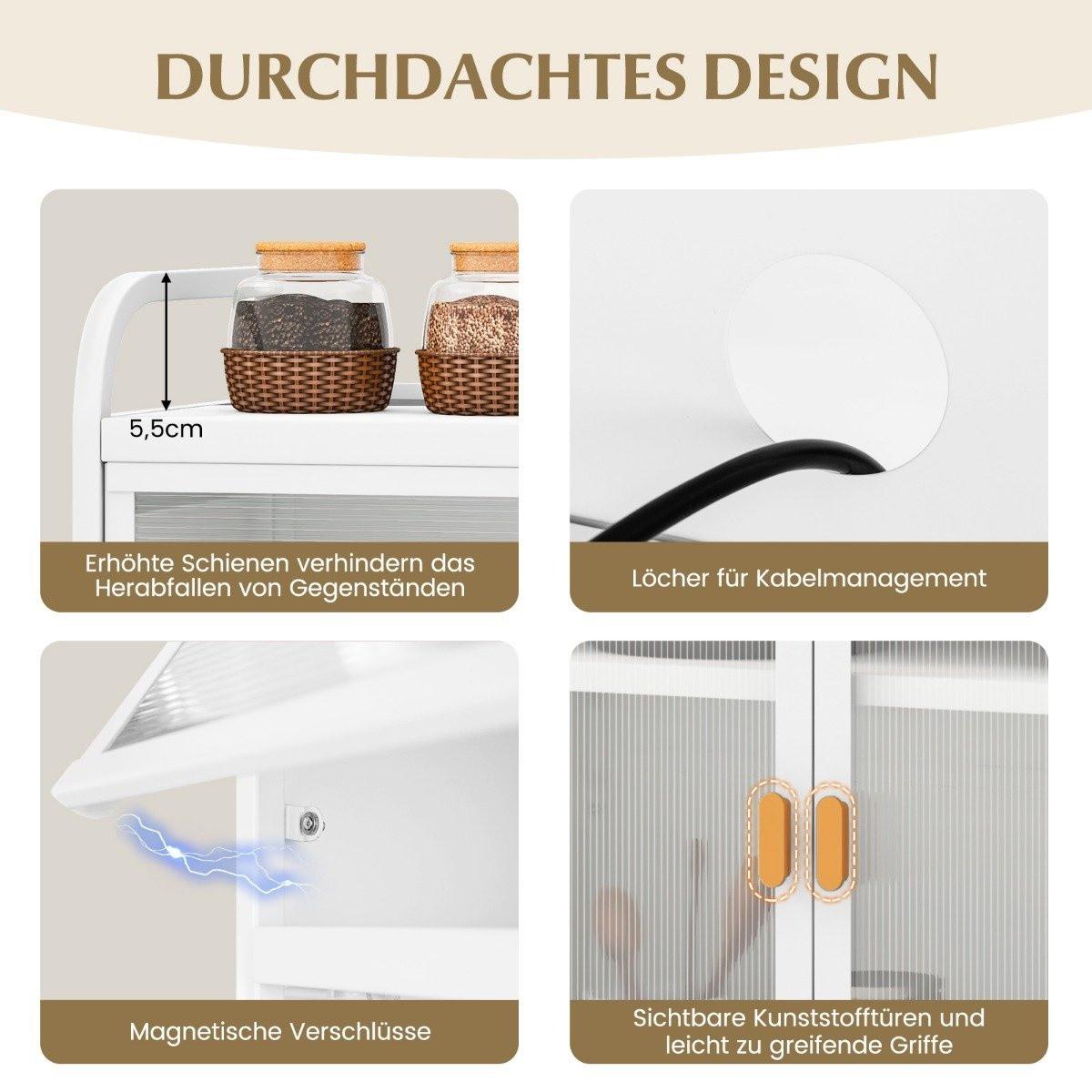 Northix Küchenschrank Küchenbuffet mit Steckbrett & verstellbarem Regal 76 x 36 x 161 cm Weiß